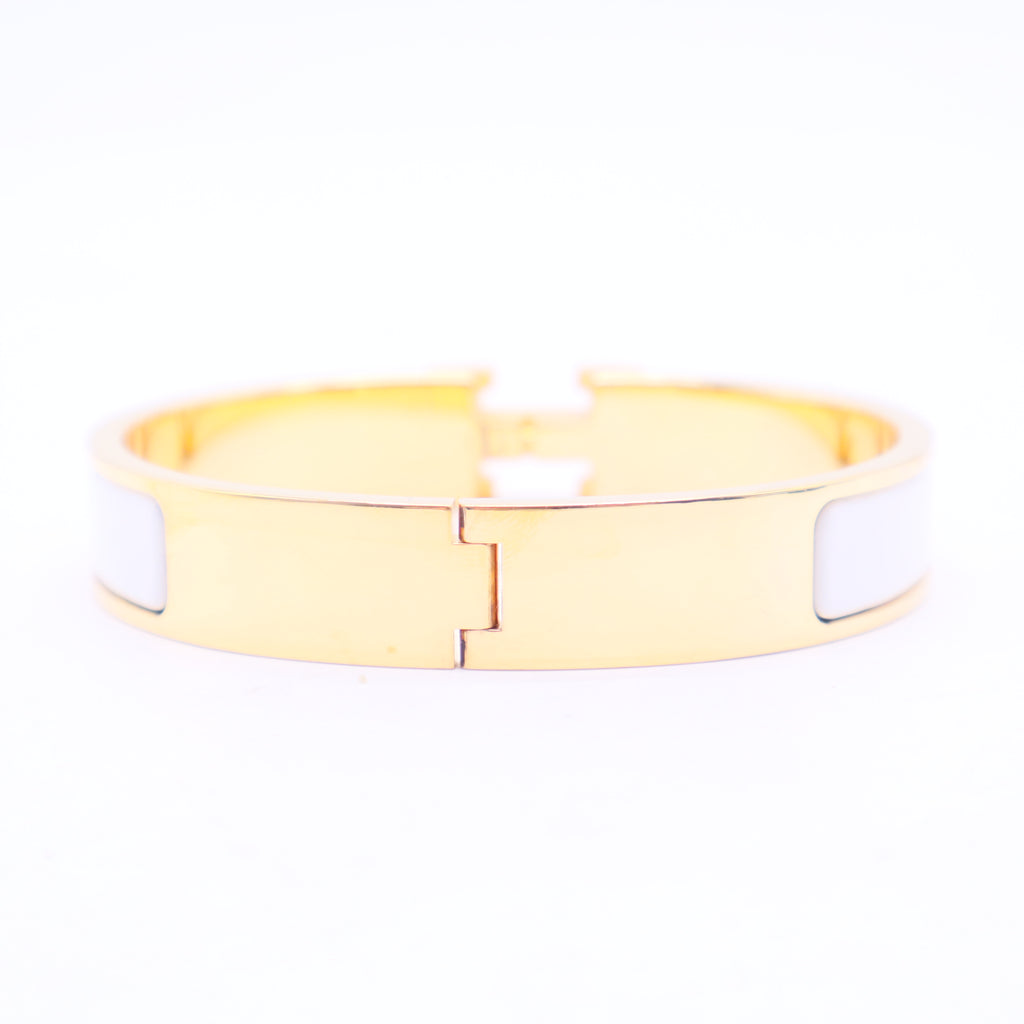 Enamel Narrow Clic Clac H Bracelet GM White W11333