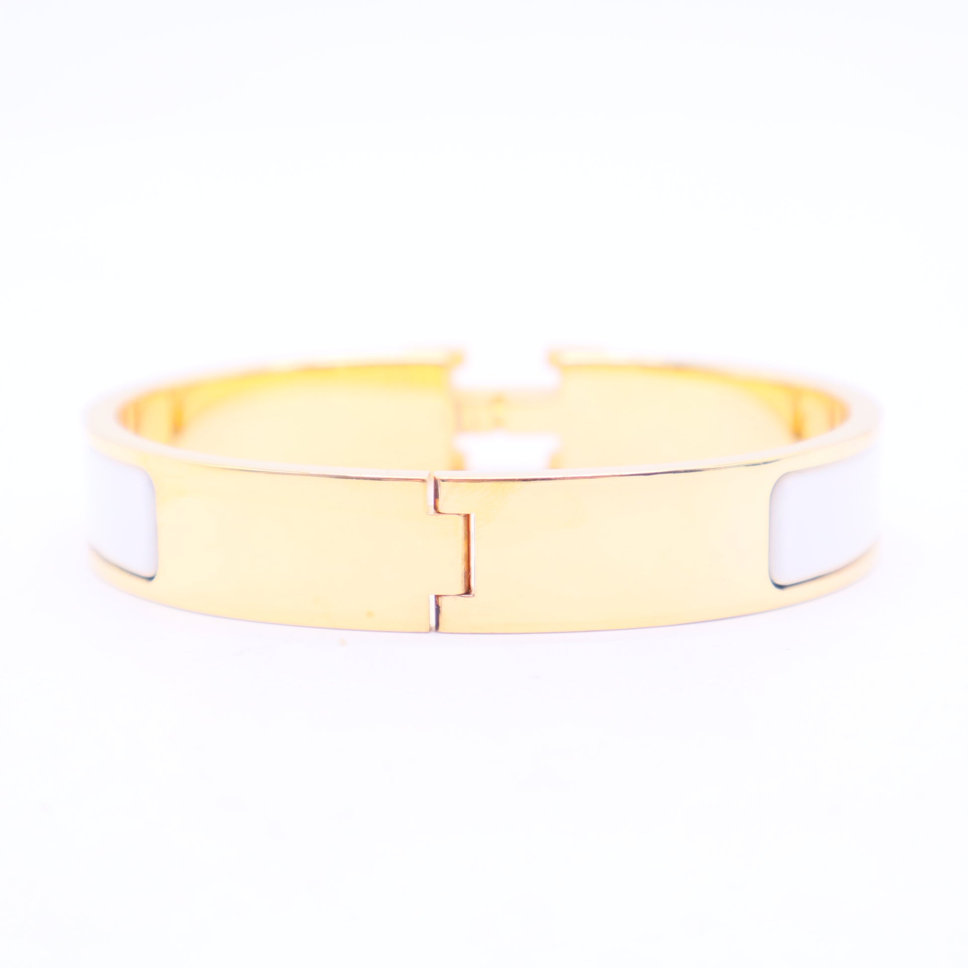 Enamel Narrow Clic Clac H Bracelet GM White W11333