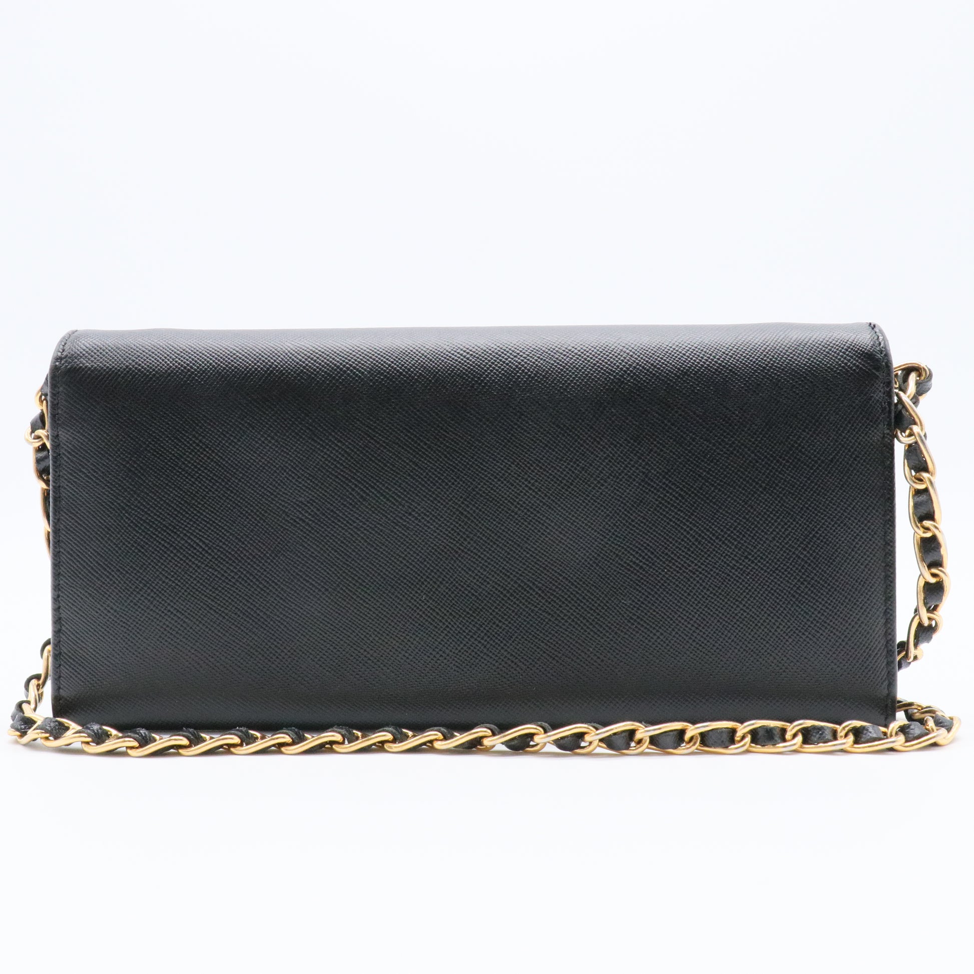 Black Saffiano Metal Leather Continental Wallet