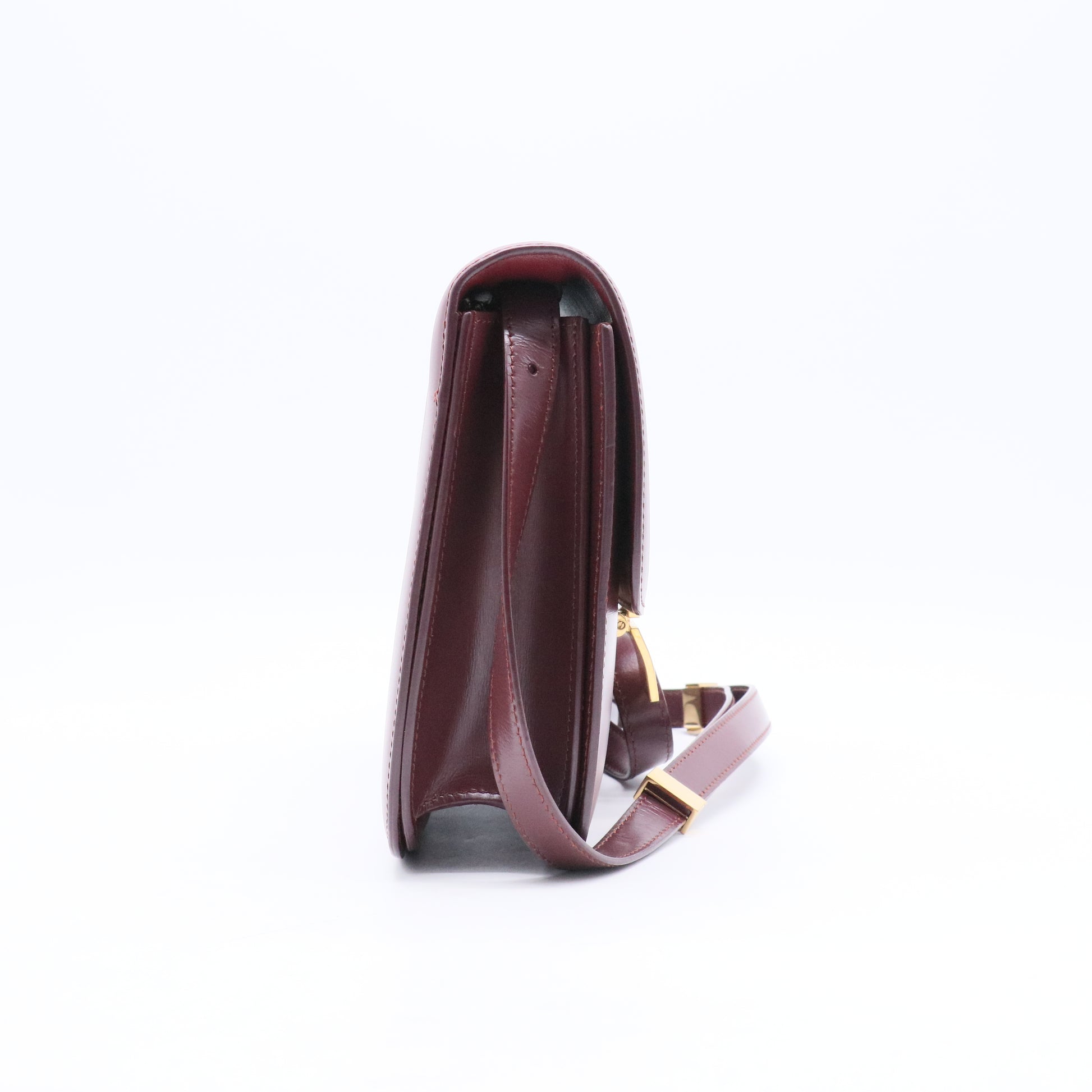 Box Calfskin Medium Classic Box Flap Bag Burgundy B21316