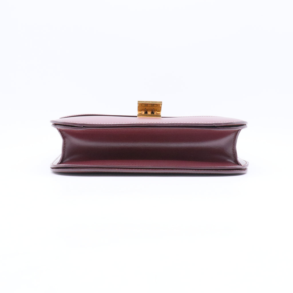 Box Calfskin Medium Classic Box Flap Bag Burgundy B21316