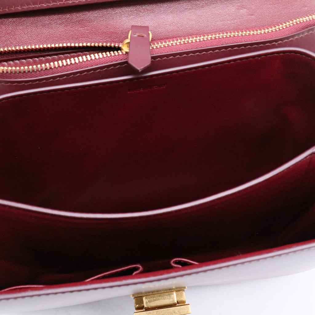 Box Calfskin Medium Classic Box Flap Bag Burgundy B21316