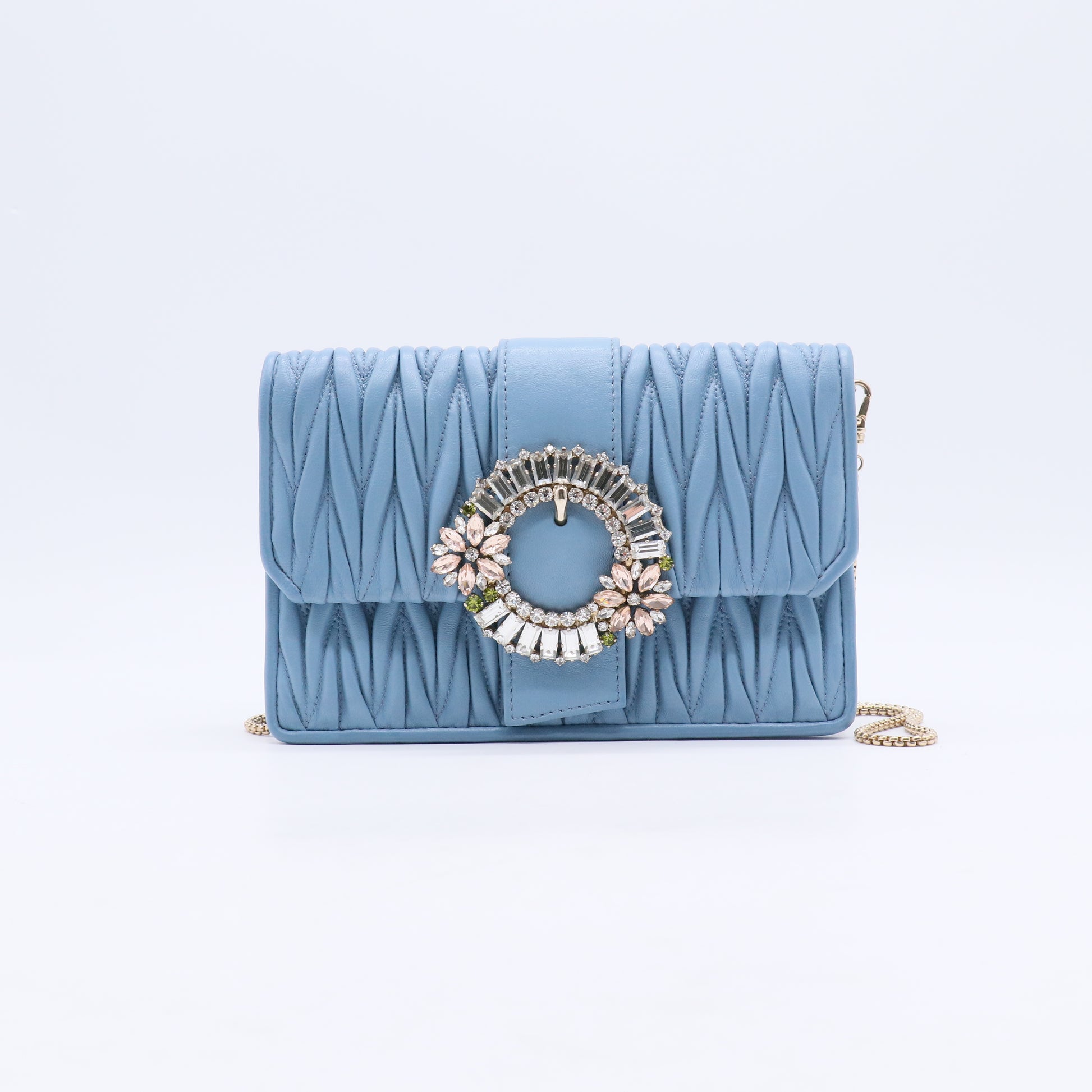 Miu Miu Matelassé Jewel Chain Clutch Bag B21103