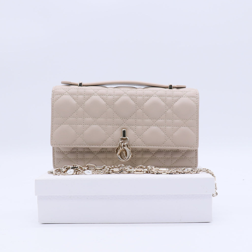 My Dior Daily Pouch with Chain Black Cannage Lambskin twins LDJ3907