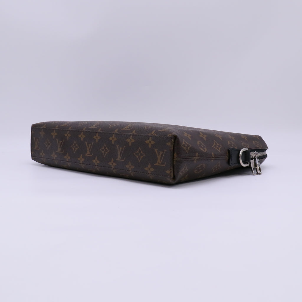 Louis Vuitton Monogram Macassar Canvas Porte-Documents Voyage PM Briefcase Bag twins LDJ4767