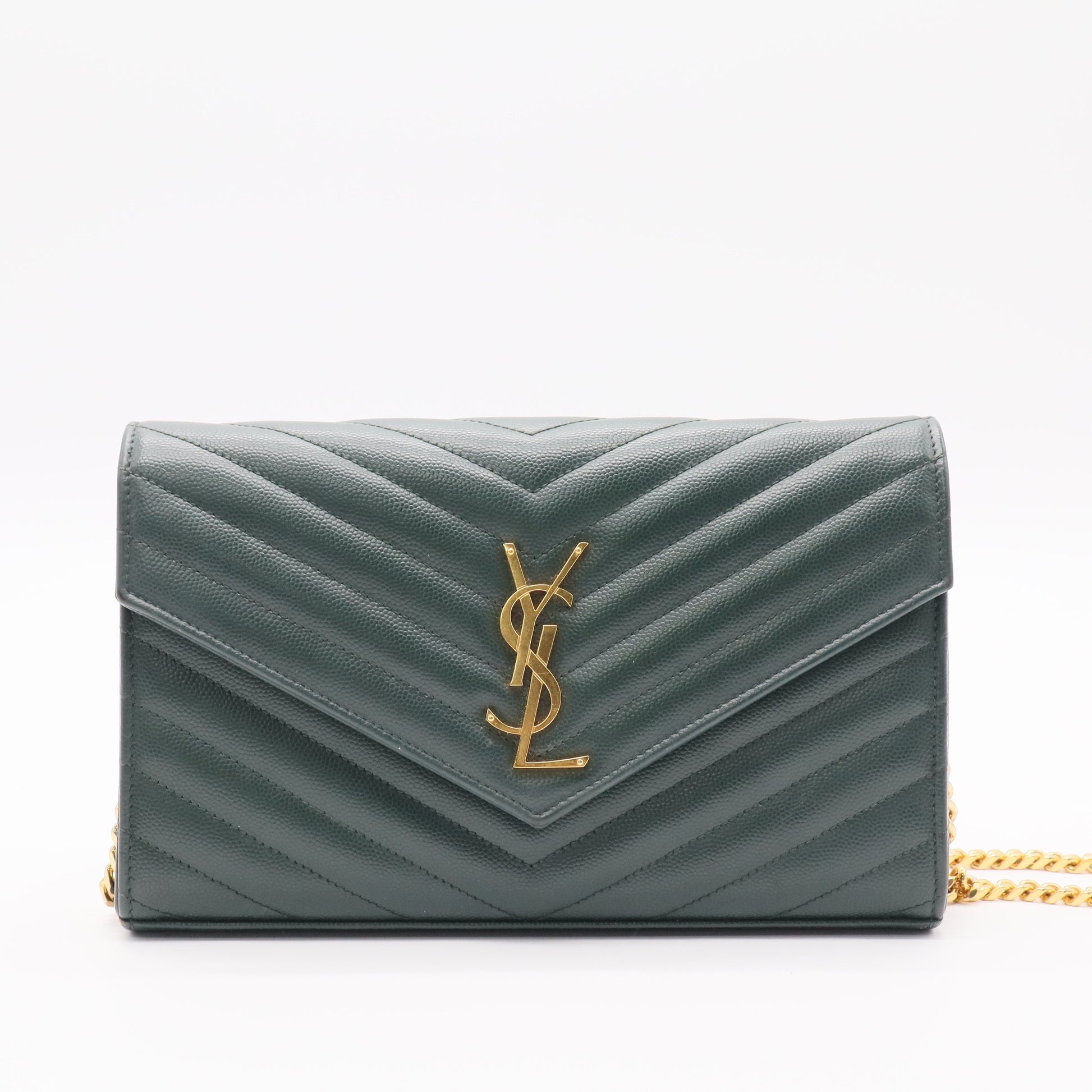 Classic Monogram Wallet on Chain Matelasse Chevron Leather Small  Twins