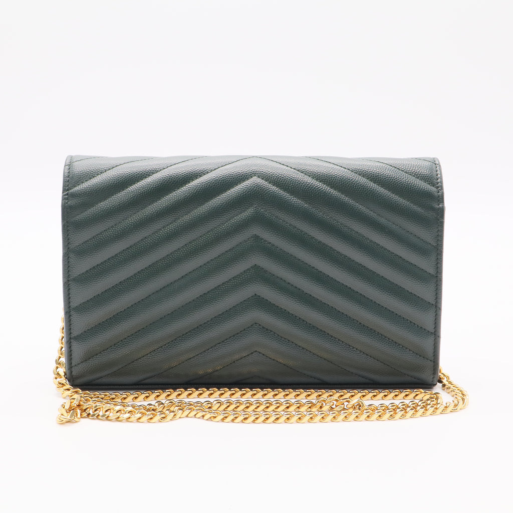 Classic Monogram Wallet on Chain Matelasse Chevron Leather Small  Twins