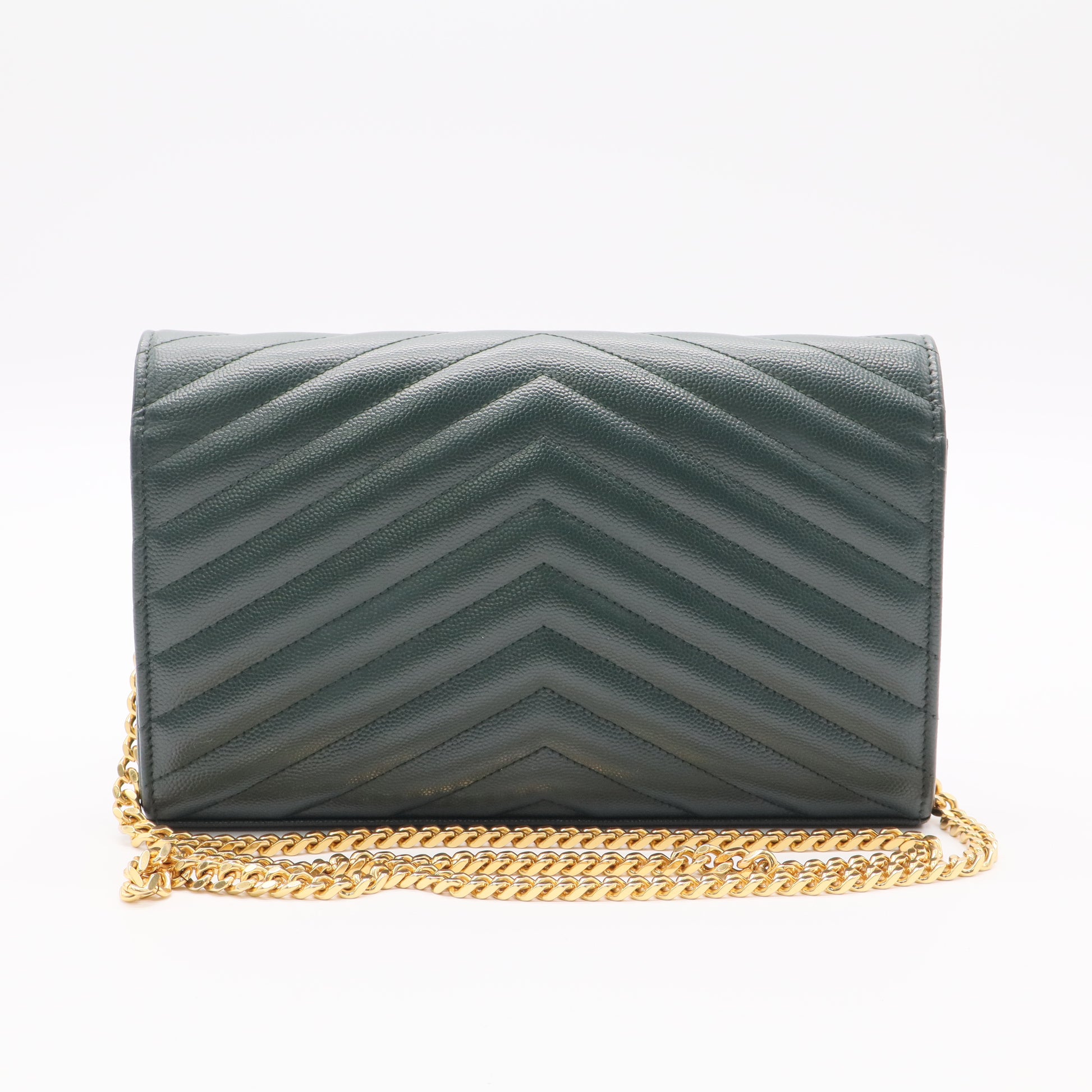 Classic Monogram Wallet on Chain Matelasse Chevron Leather Small  Twins