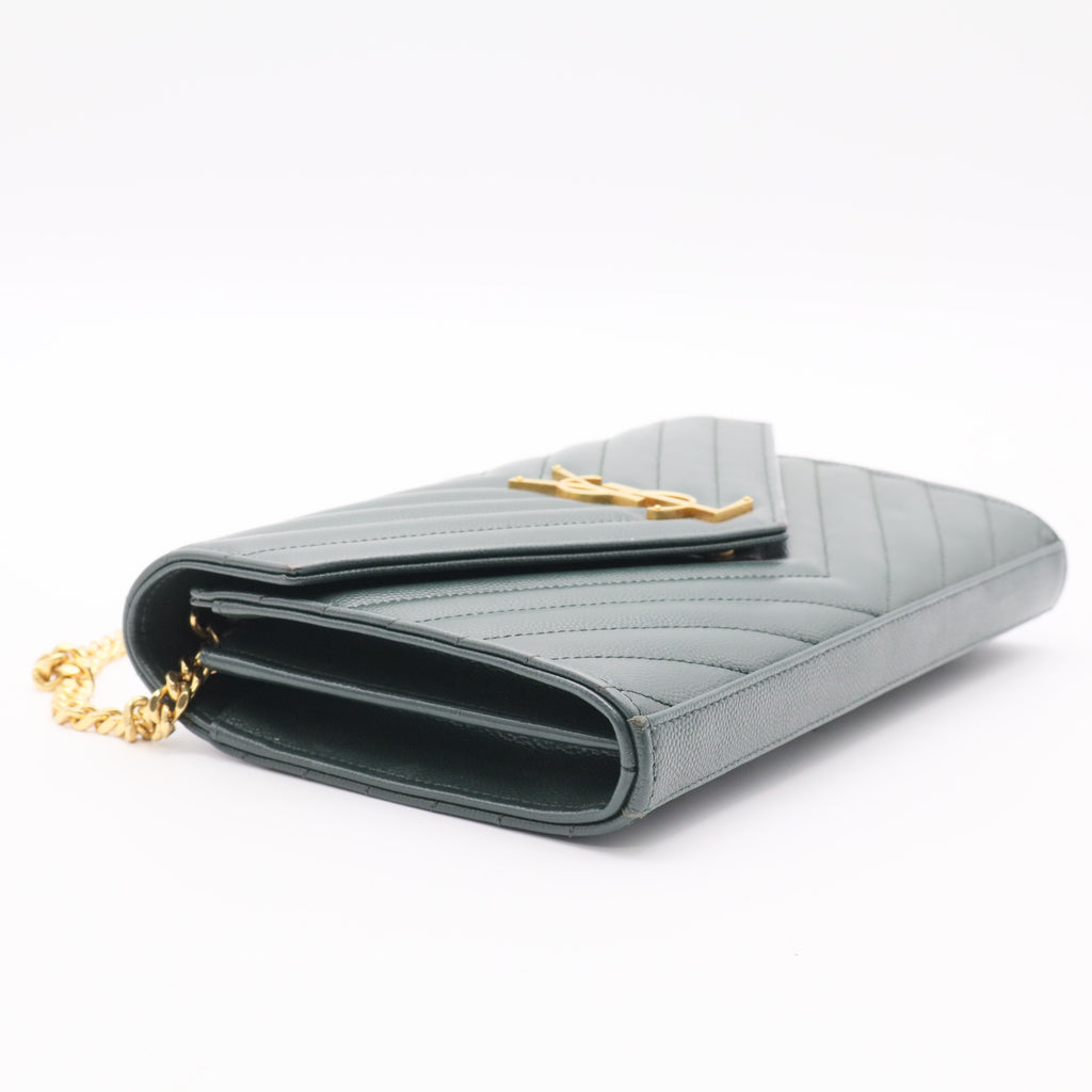 Classic Monogram Wallet on Chain Matelasse Chevron Leather Small  Twins