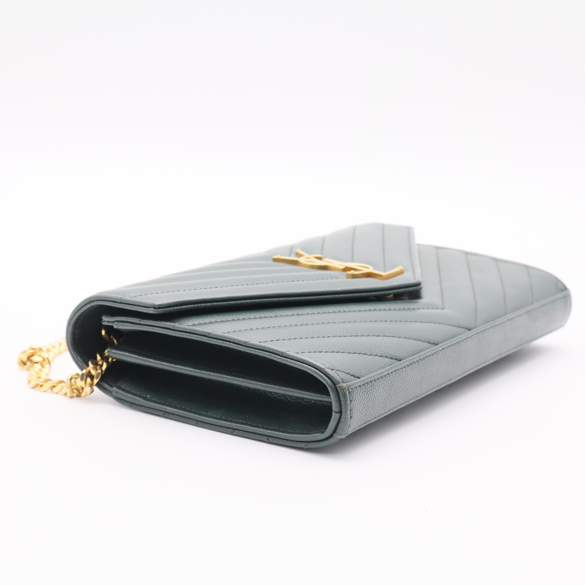 Classic Monogram Wallet on Chain Matelasse Chevron Leather Small  Twins