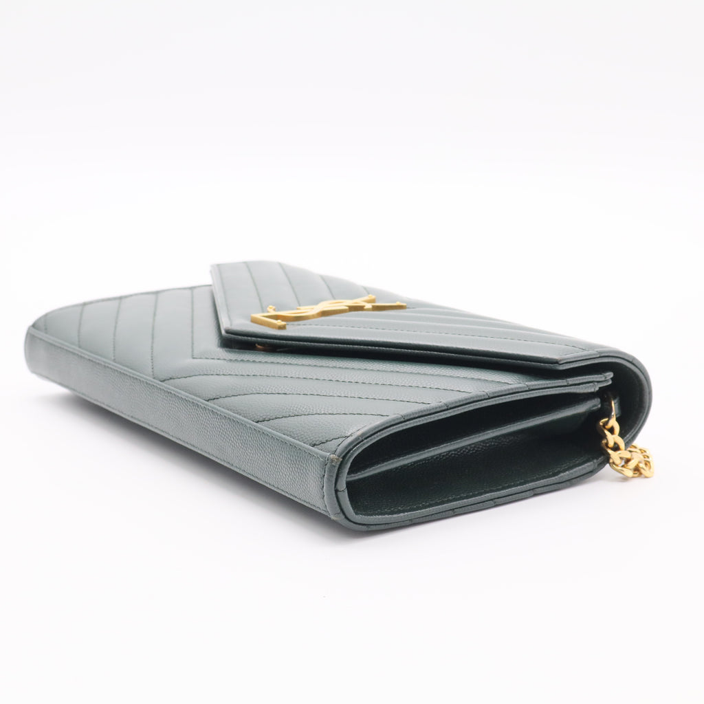 Classic Monogram Wallet on Chain Matelasse Chevron Leather Small  Twins