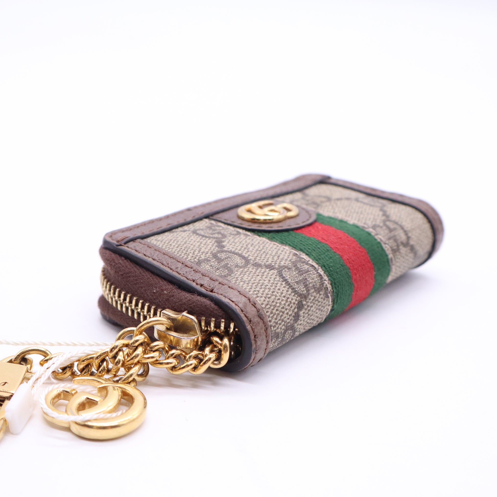 Gucci GG Supreme Monogram Web Ophidia Zip Around Key Case Beige New Acero twins LDJ3877