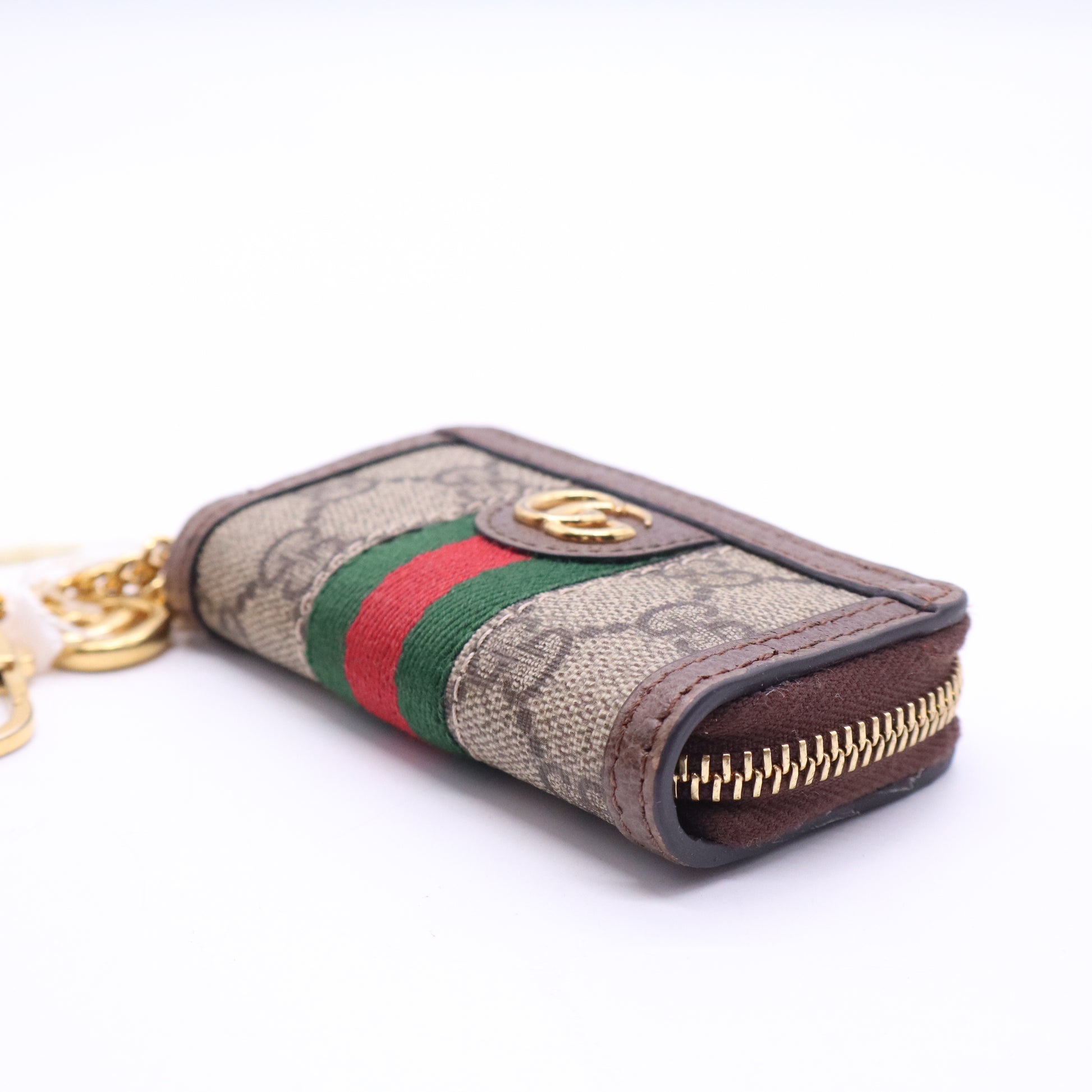 Gucci GG Supreme Monogram Web Ophidia Zip Around Key Case Beige New Acero twins LDJ3877