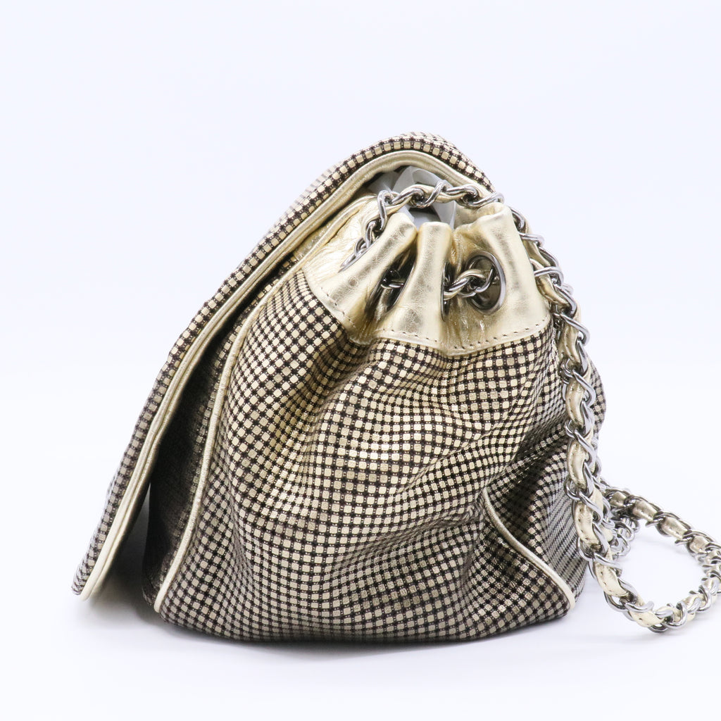 Hollywood Accordion Flap Bag Perforated Leather Medium