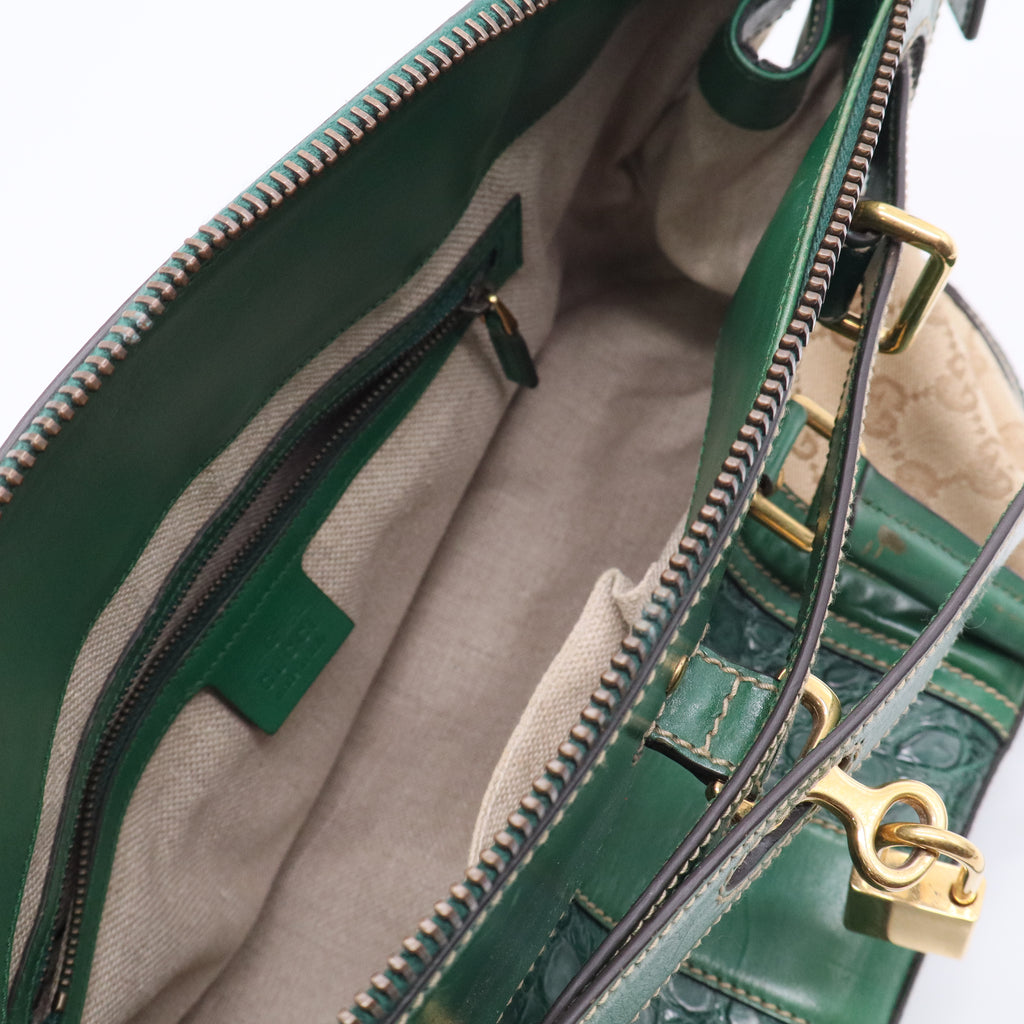 Gucci Crocodile-Trimmed GG Secret Top Handle Bag Twins LDJ3319