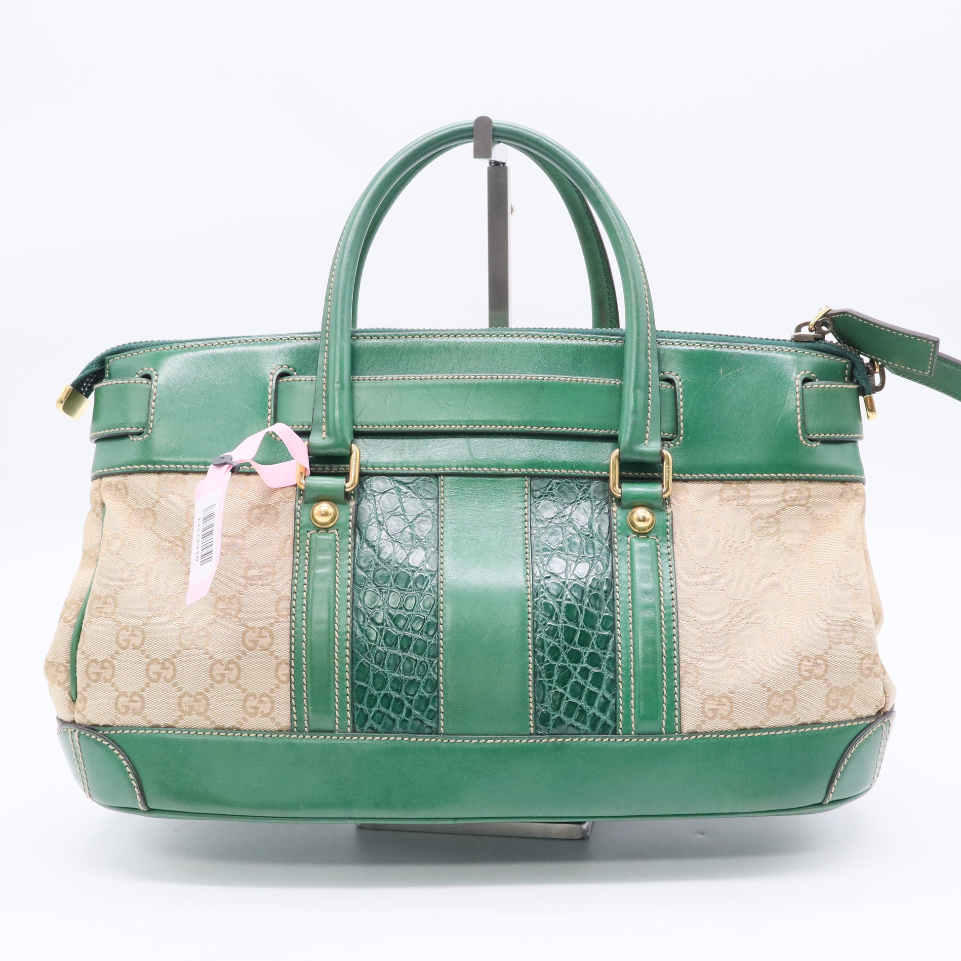 Gucci Crocodile-Trimmed GG Secret Top Handle Bag Twins LDJ3319