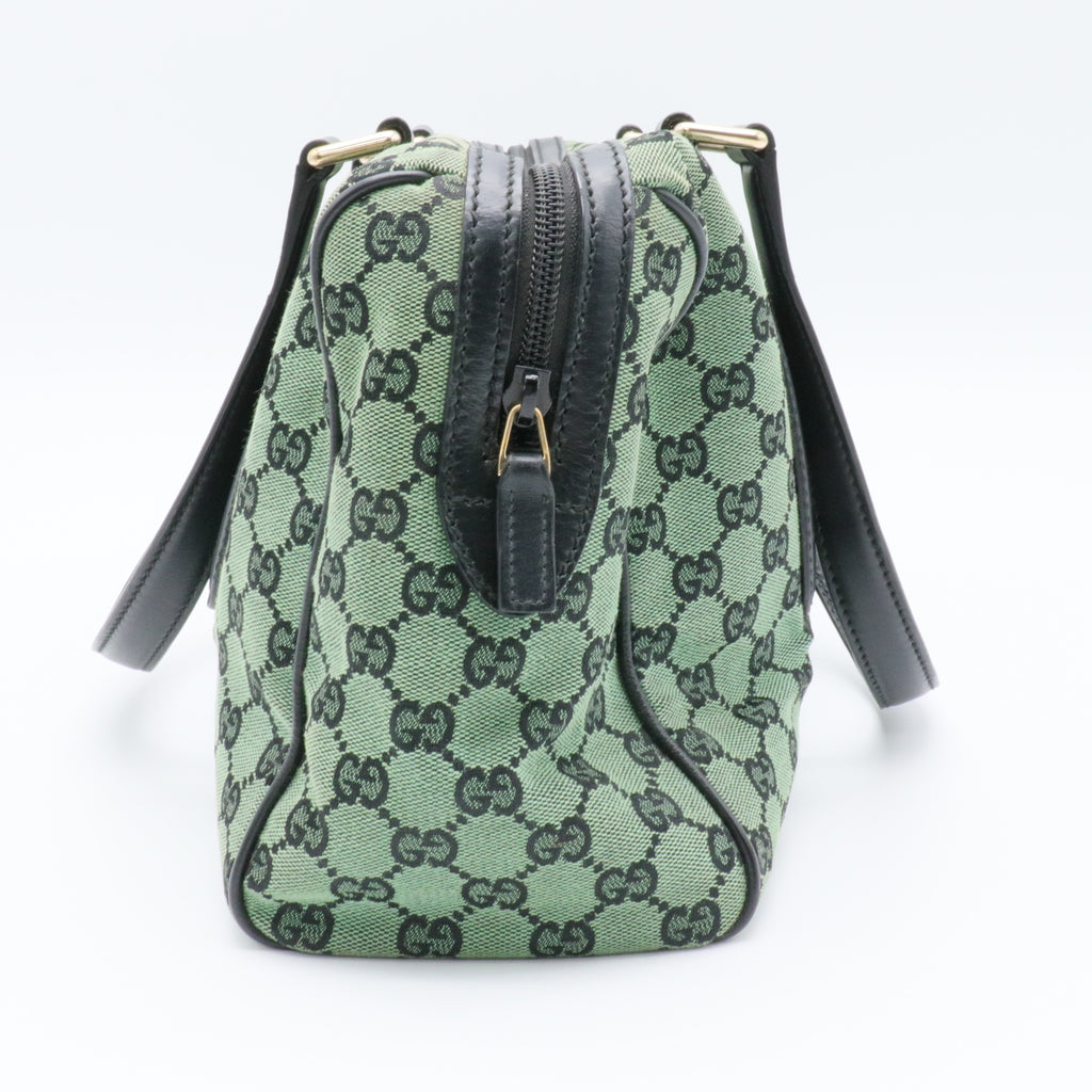 Boston GG Canvas Shoulder Bag Green For Gisel