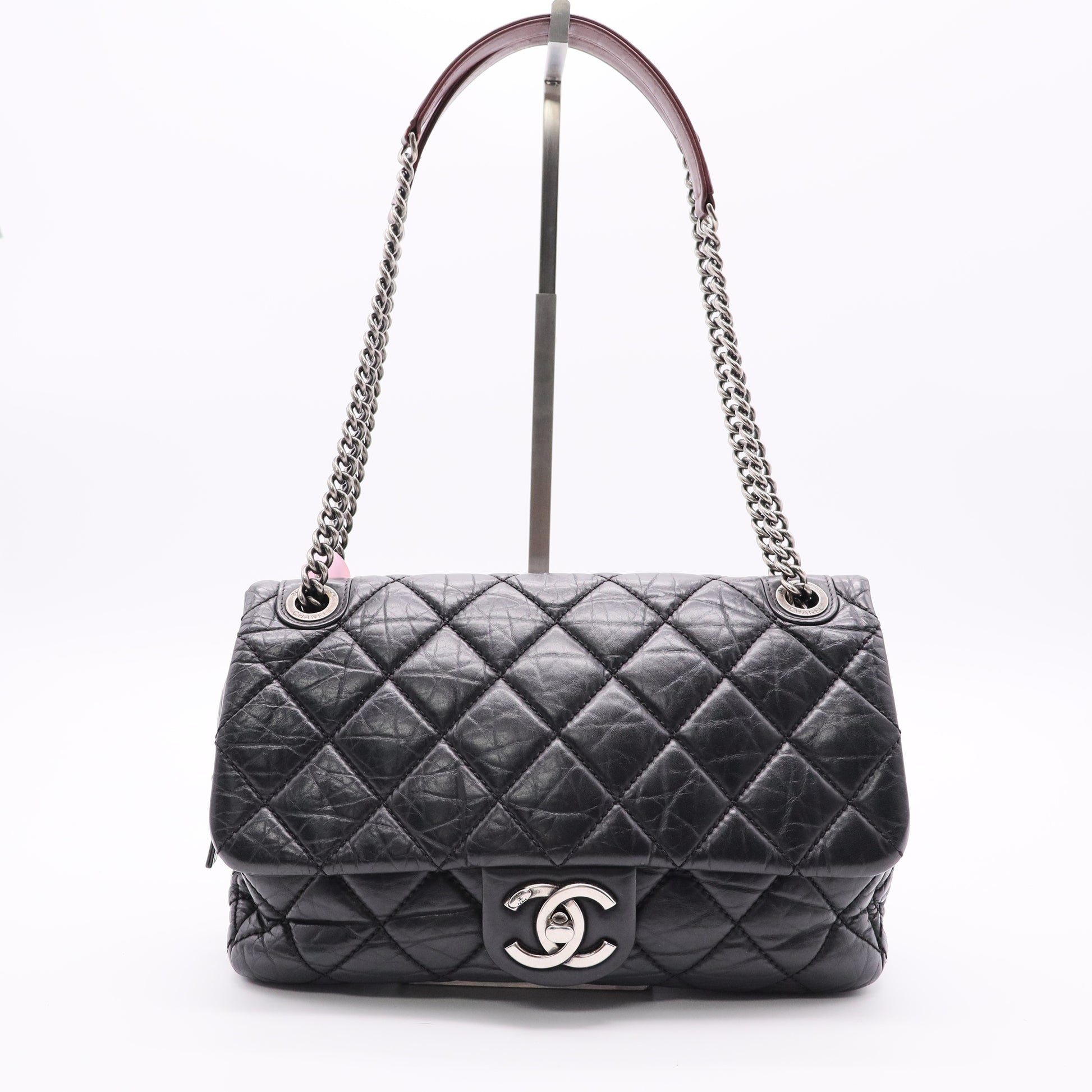 Portobello Flap Bag Quilted Aged Calfskin with Tweed Jumbo Twins