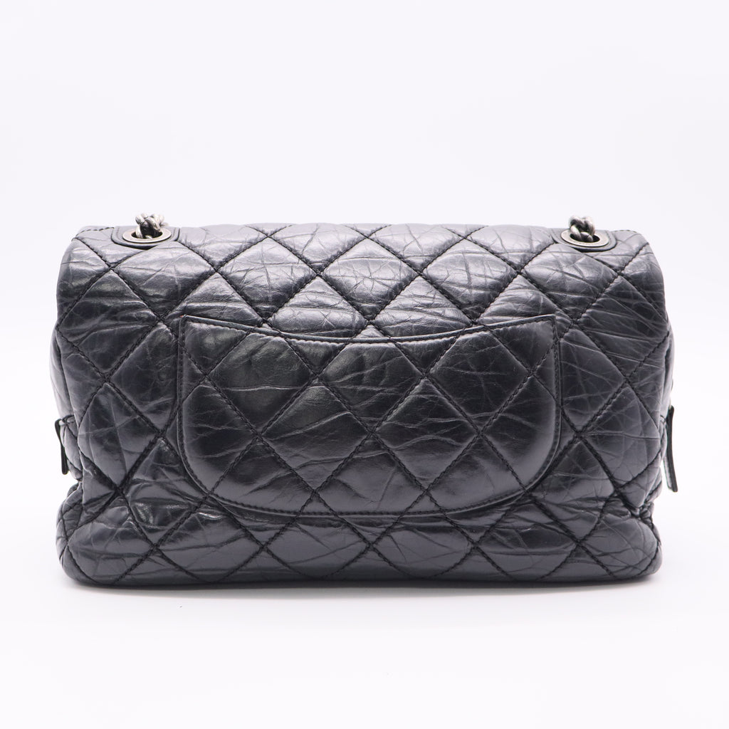 Portobello Flap Bag Quilted Aged Calfskin with Tweed Jumbo Twins