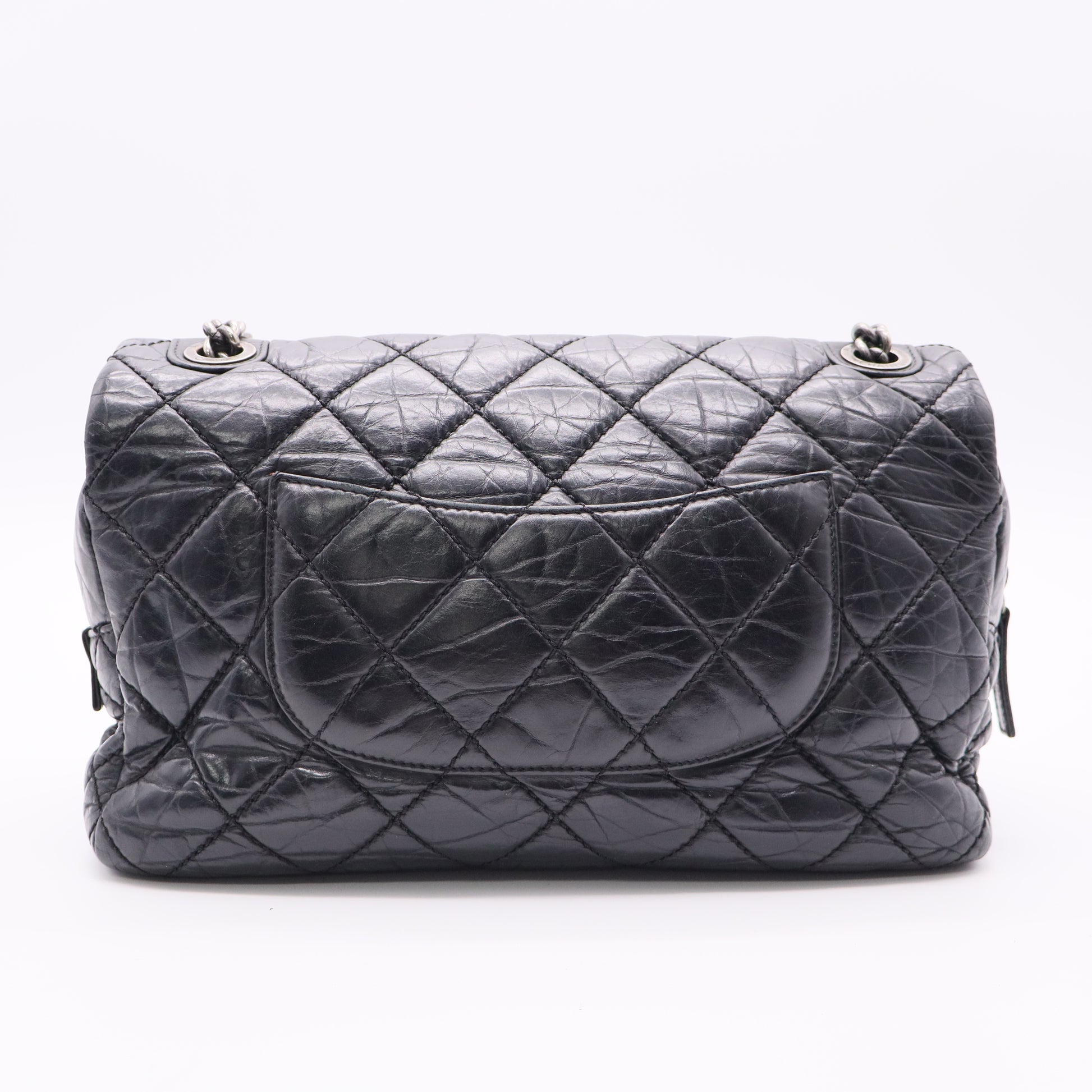 Portobello Flap Bag Quilted Aged Calfskin with Tweed Jumbo Twins