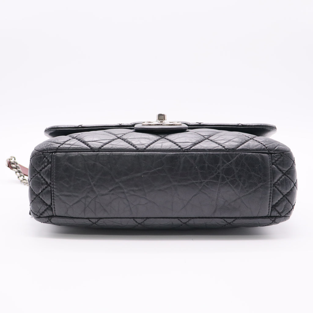 Portobello Flap Bag Quilted Aged Calfskin with Tweed Jumbo Twins