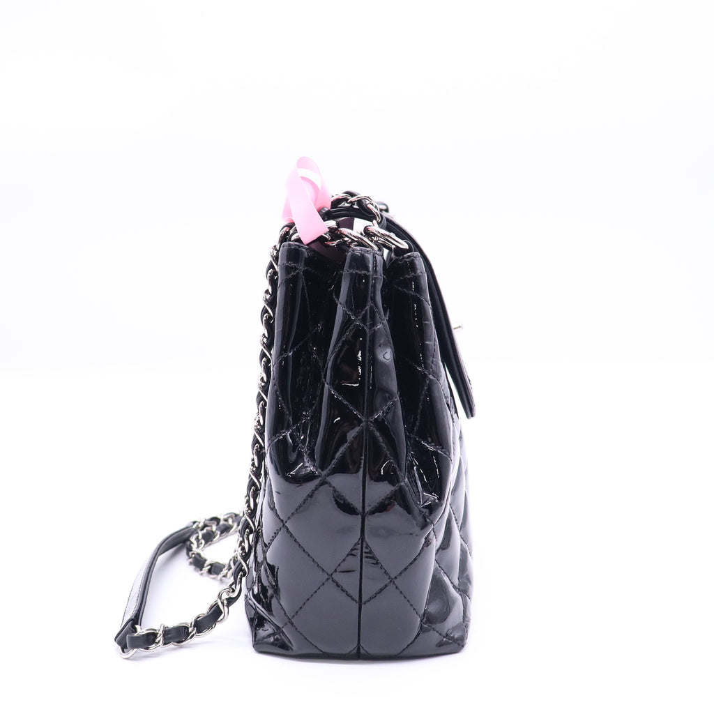 Coco Shine Accordion Flap Bag Quilted Patent Large Twins LDJ3829