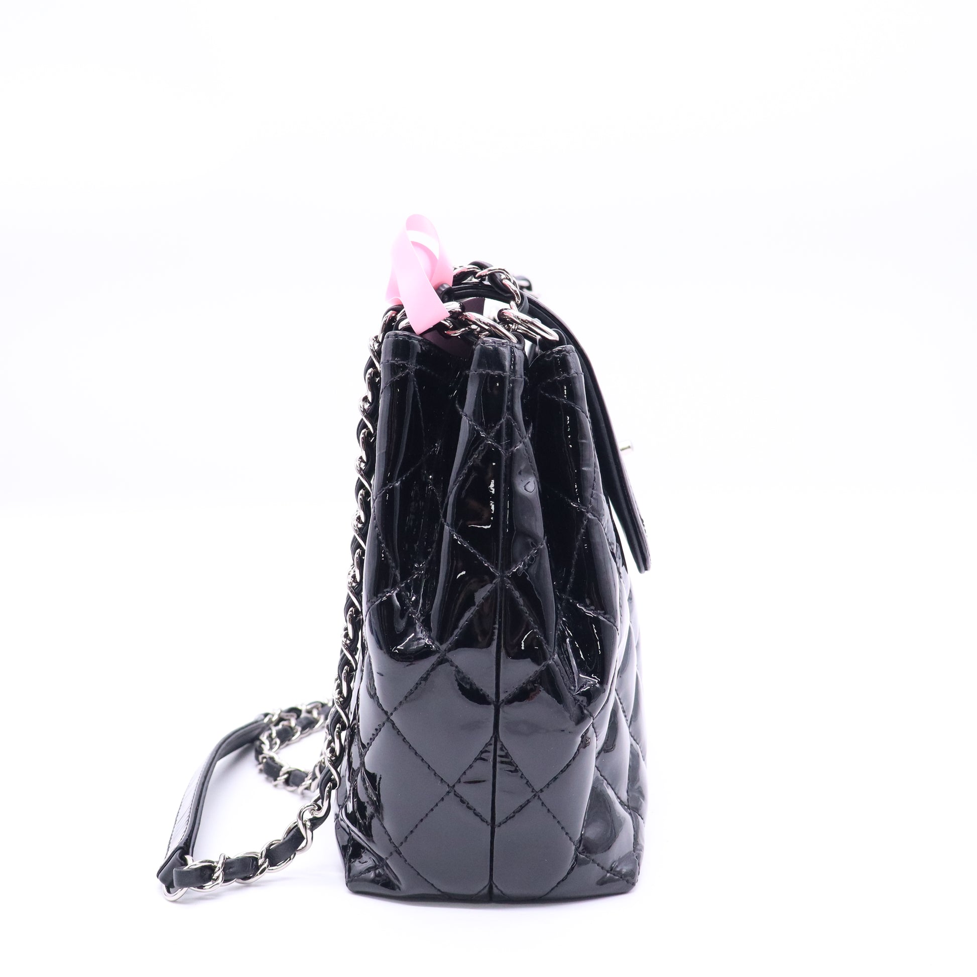 Coco Shine Accordion Flap Bag Quilted Patent Large Twins LDJ3829