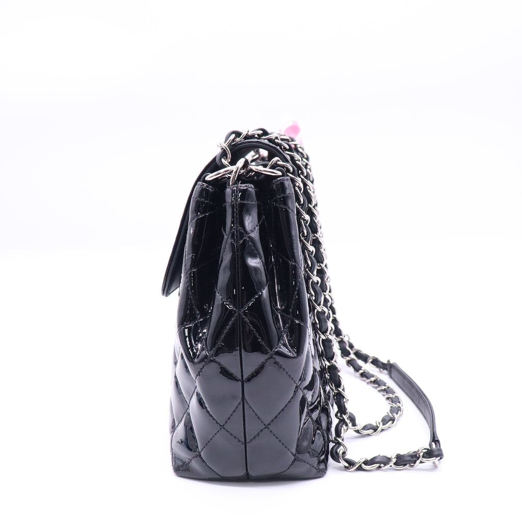 Coco Shine Accordion Flap Bag Quilted Patent Large Twins LDJ3829
