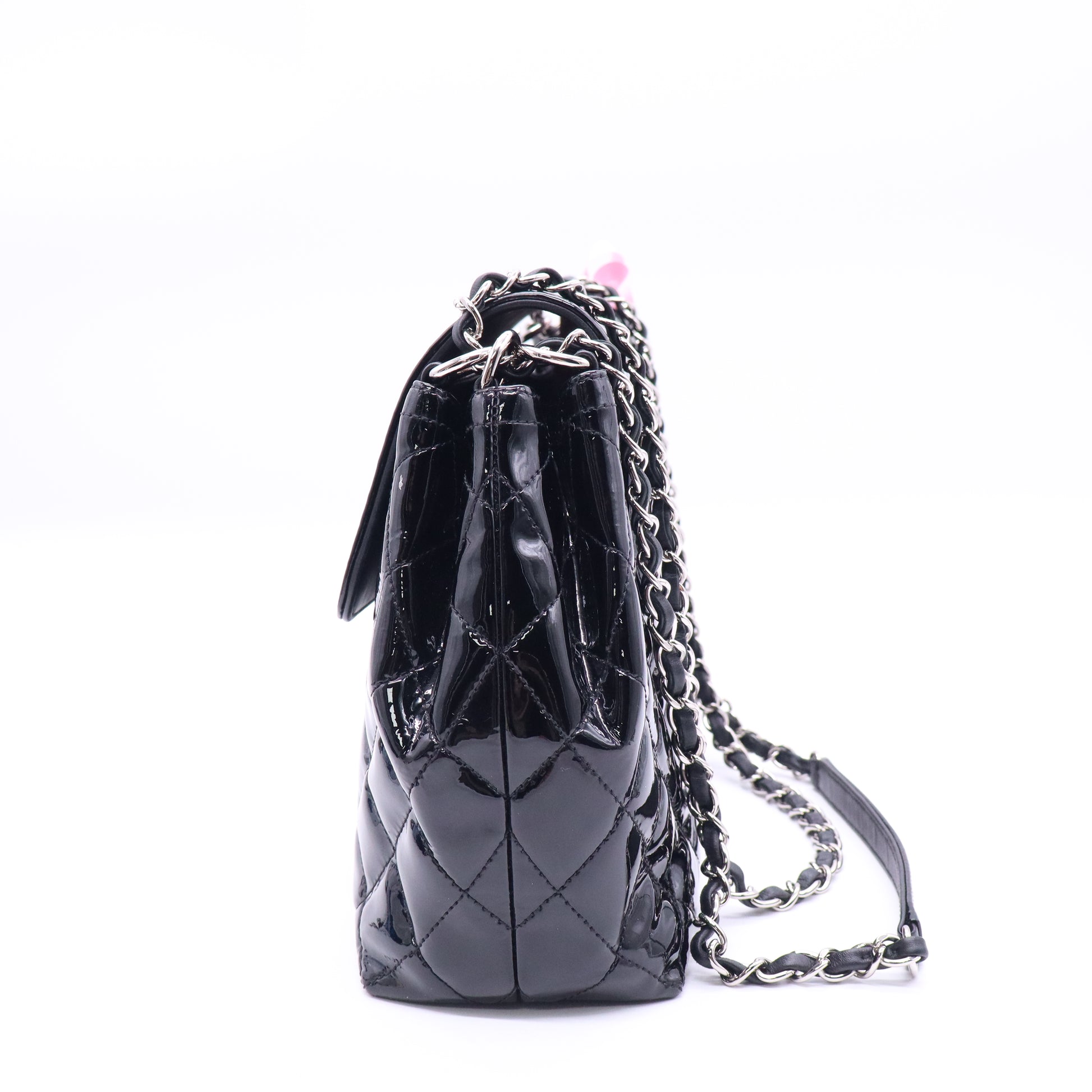 Coco Shine Accordion Flap Bag Quilted Patent Large Twins LDJ3829