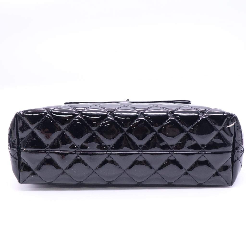Coco Shine Accordion Flap Bag Quilted Patent Large Twins LDJ3829