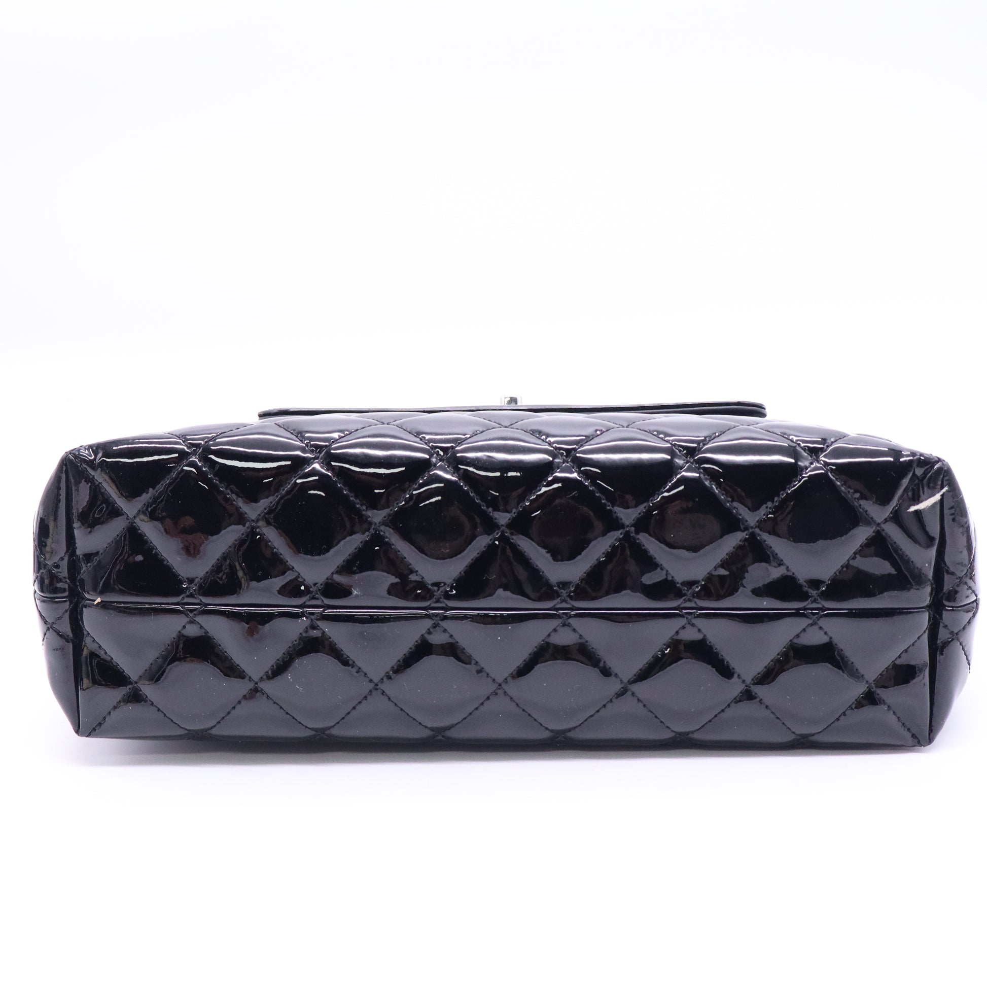 Coco Shine Accordion Flap Bag Quilted Patent Large Twins LDJ3829