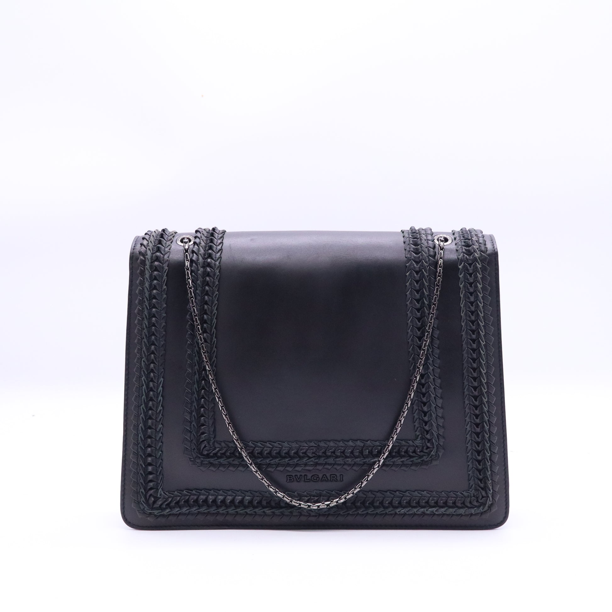 Bulgari Calfskin Plisse Serpenti Forever Crossbody Bag Black