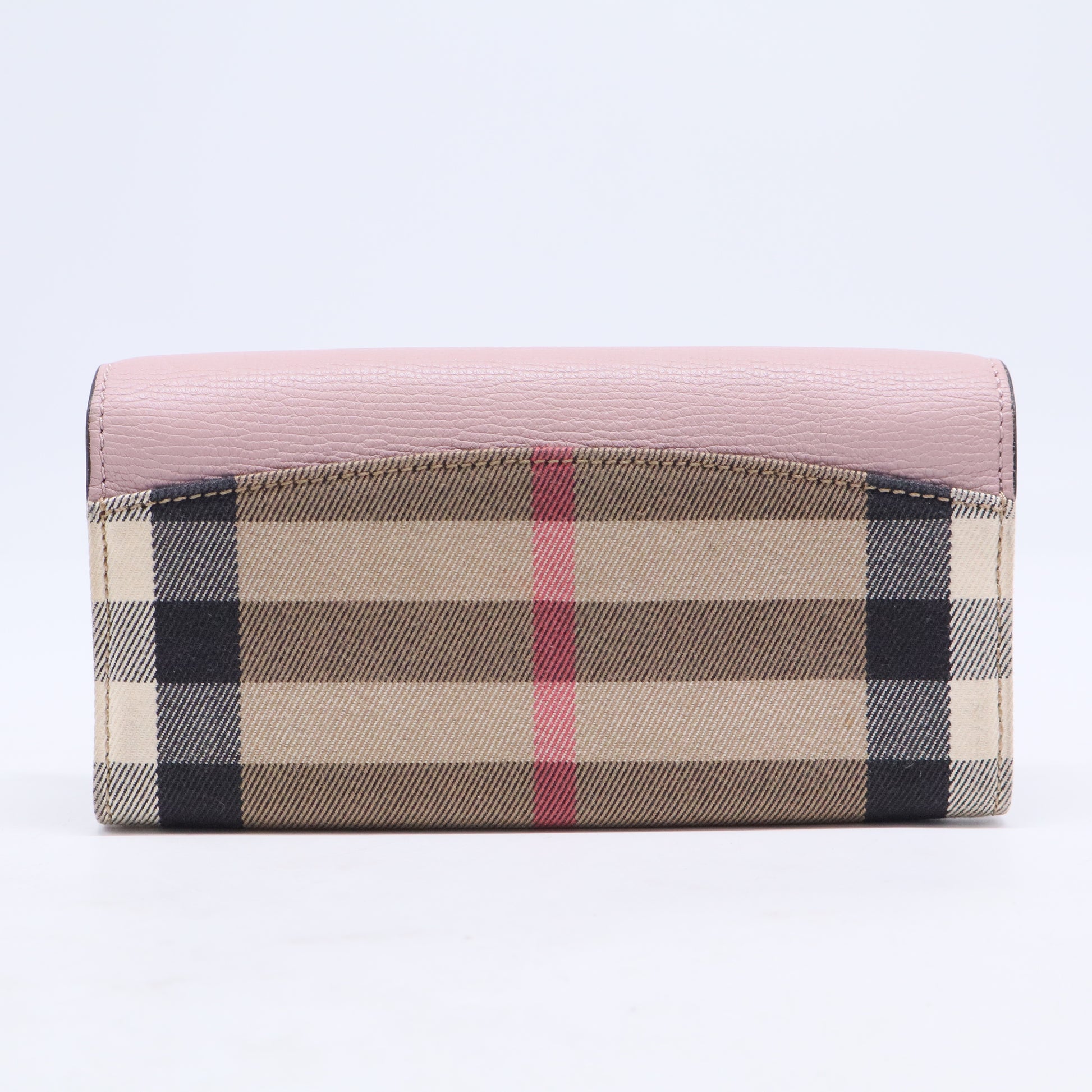 Pink House Check Canvas and Leather Grainporter Continental Wallet