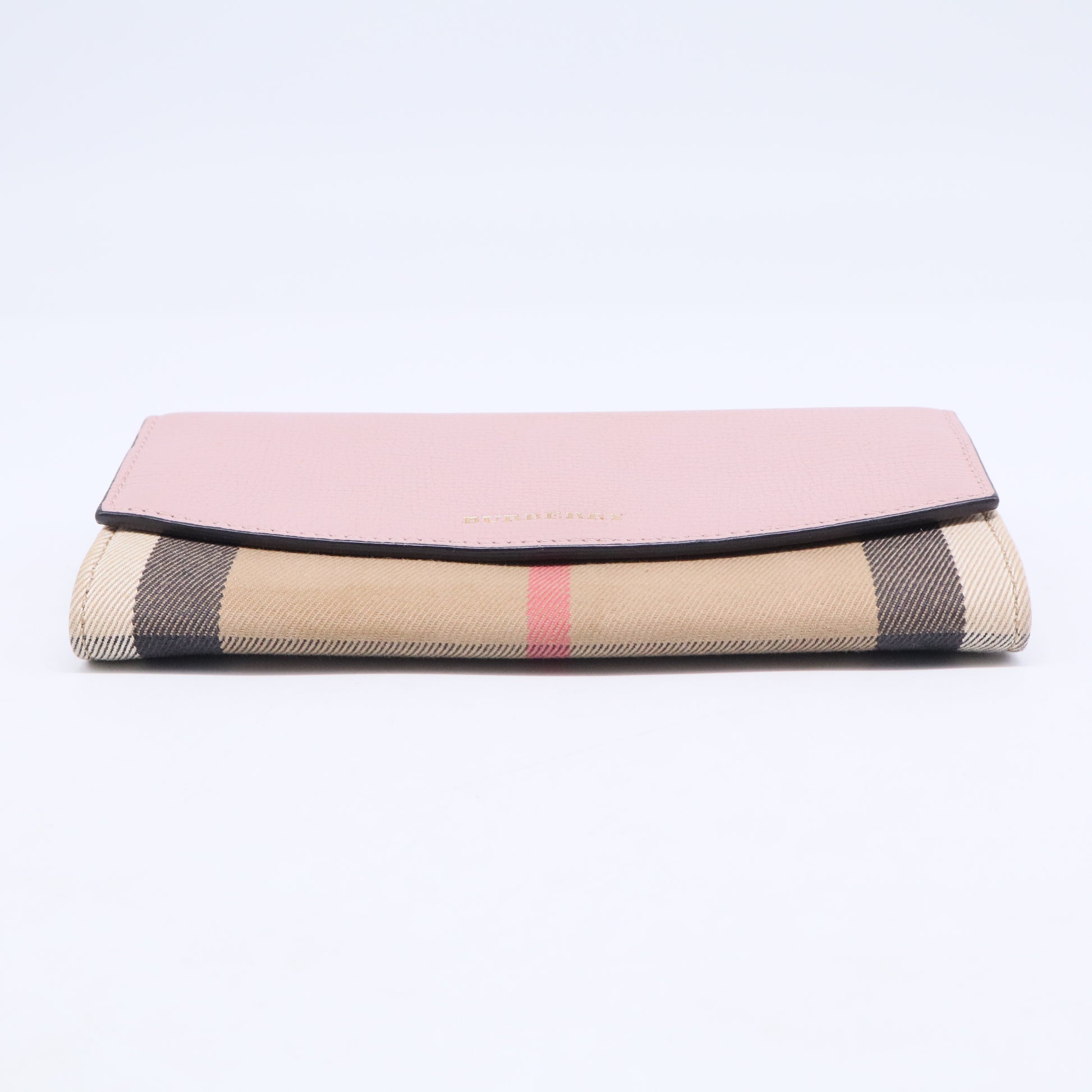 Pink House Check Canvas and Leather Grainporter Continental Wallet