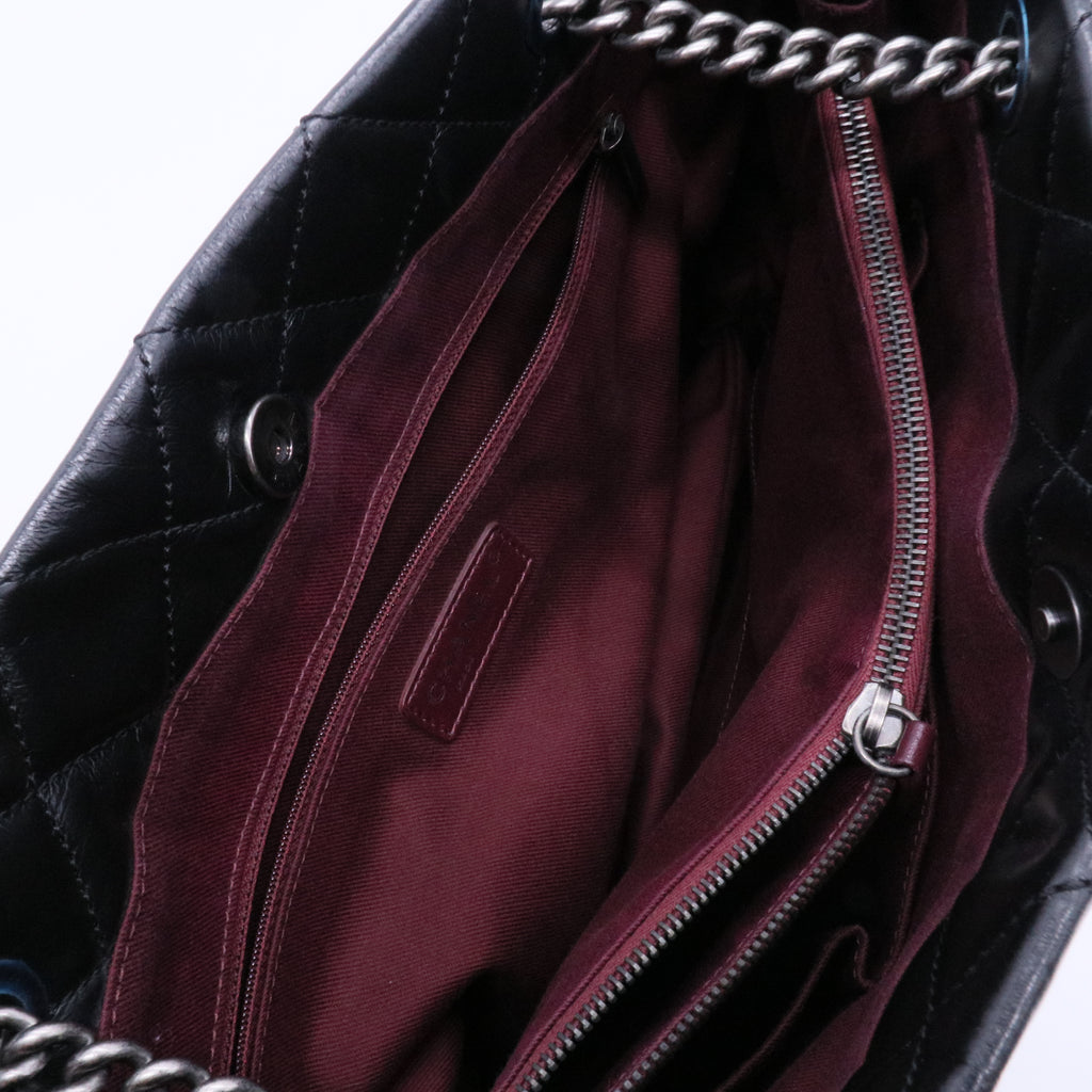 Aged Calfskin Quilted Be CC Tote Black twins