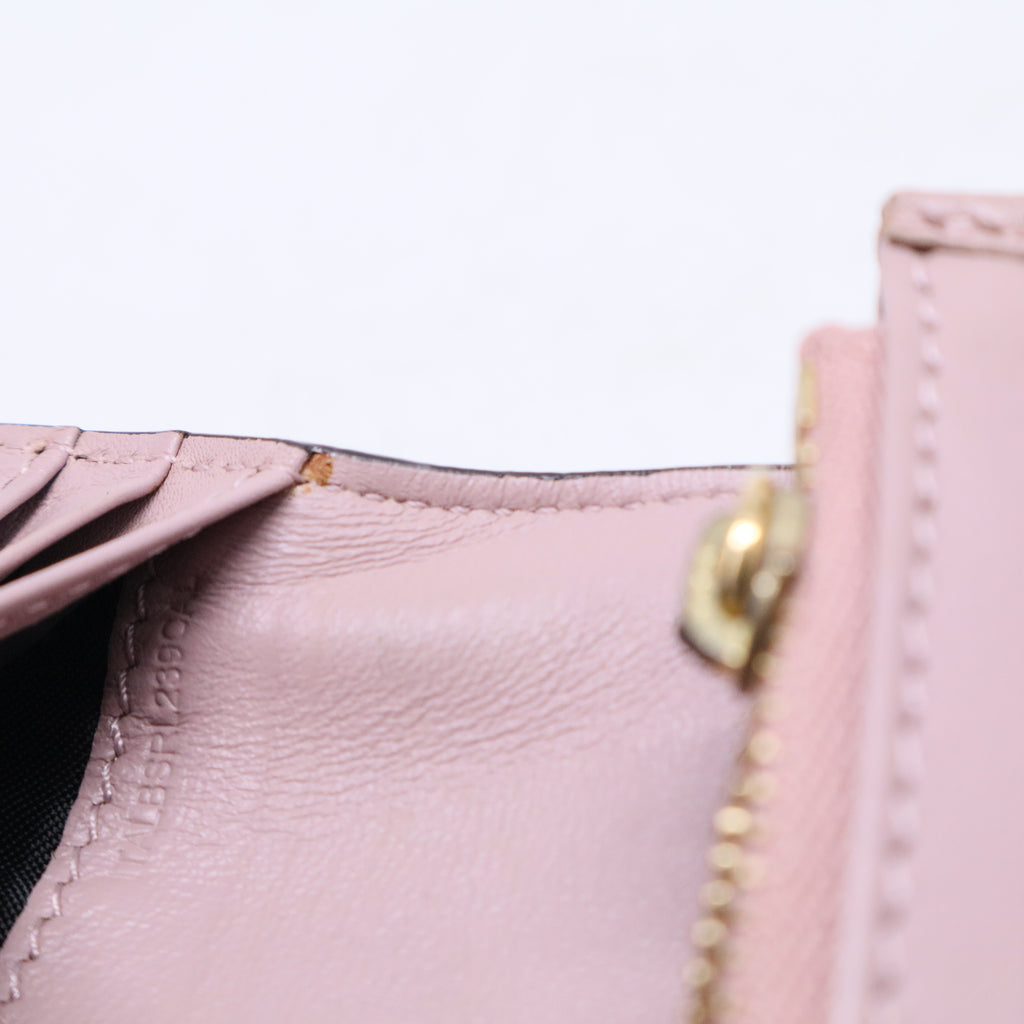 Pink House Check Canvas and Leather Grainporter Continental Wallet