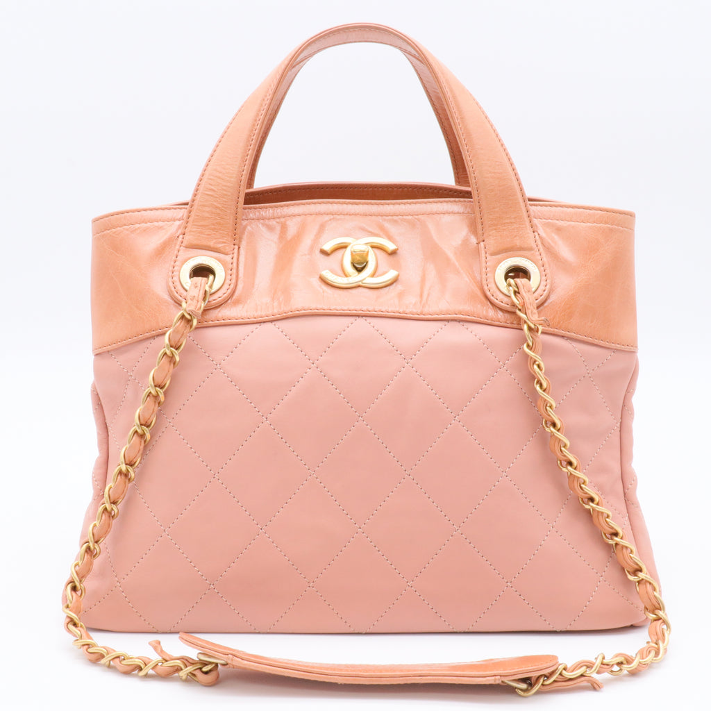 Light Red Quilted Leather In-the-Mix Small Tote Bag