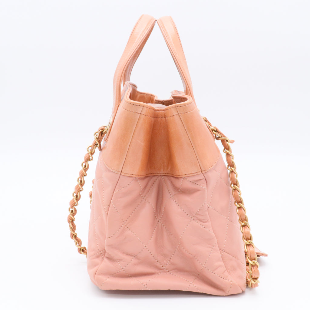 Light Red Quilted Leather In-the-Mix Small Tote Bag