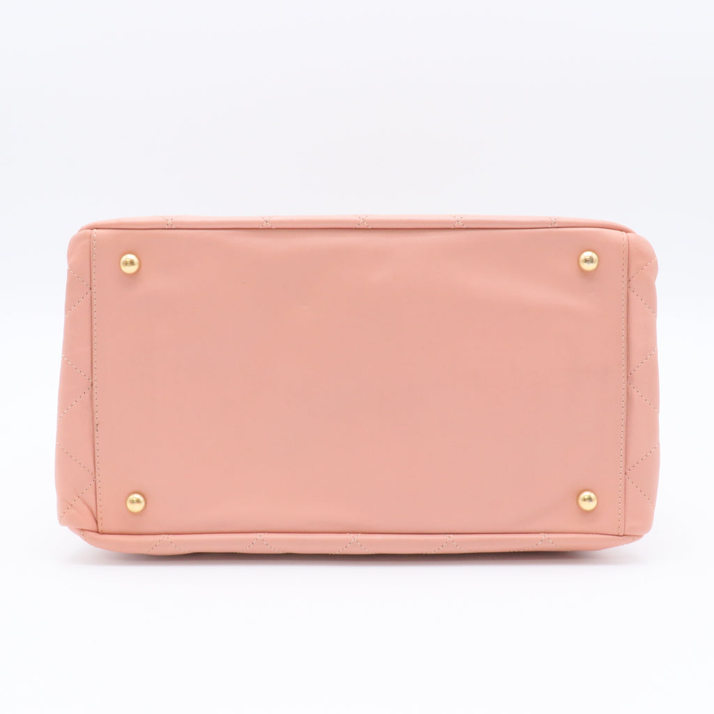 Light Red Quilted Leather In-the-Mix Small Tote Bag
