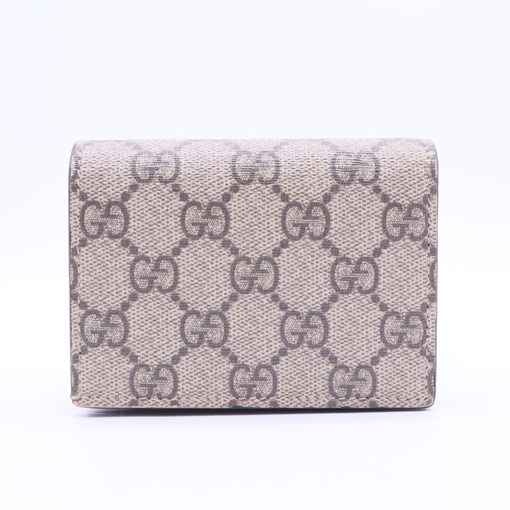 GG Supreme Monogram Cherry Embellished Card Case Wallet Hibiscus Red