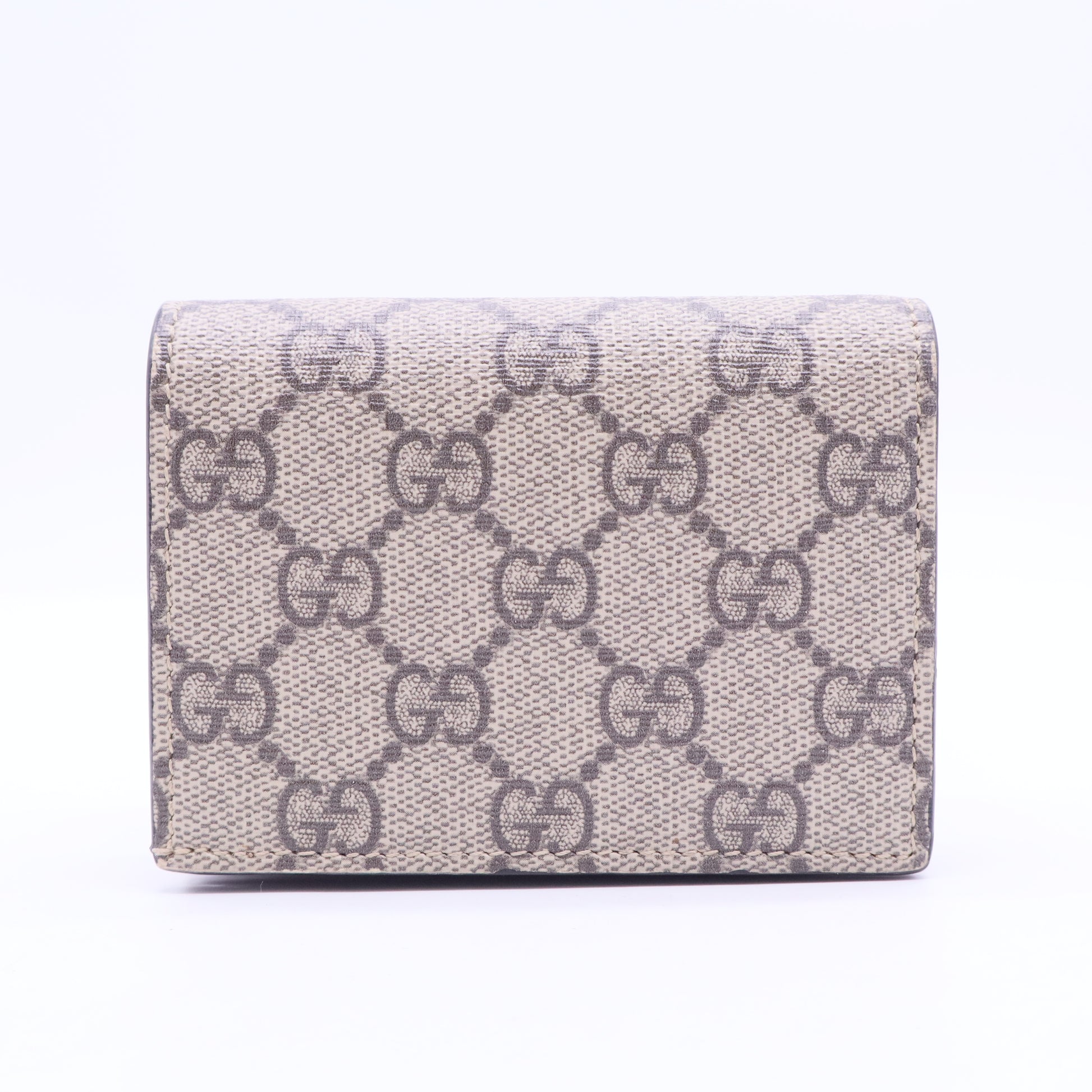 GG Supreme Monogram Cherry Embellished Card Case Wallet Hibiscus Red