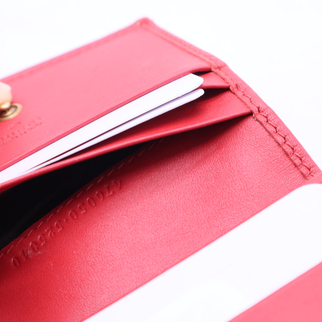 GG Supreme Monogram Cherry Embellished Card Case Wallet Hibiscus Red