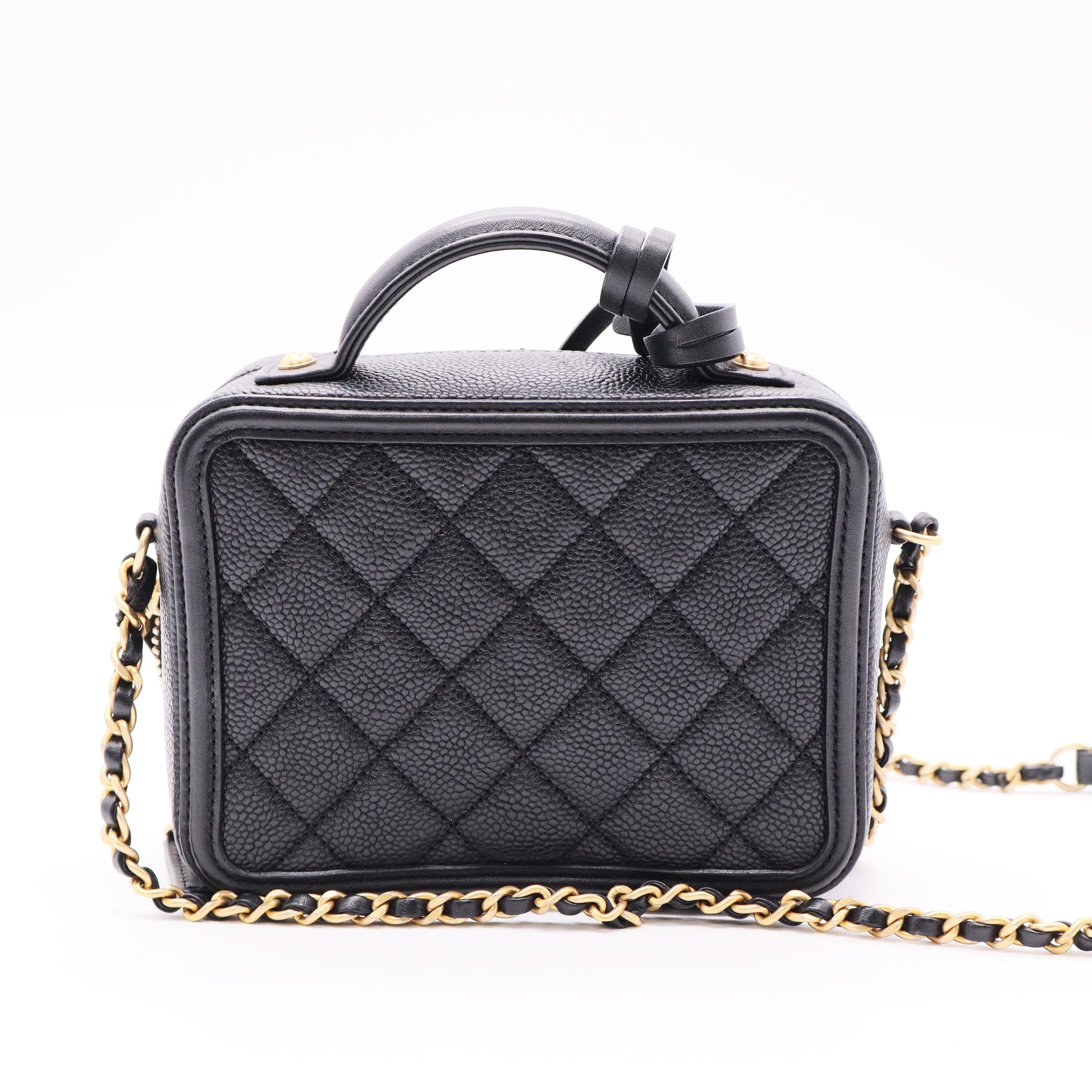 Caviar Quilted Small CC Filigree Vanity Case Black twins
