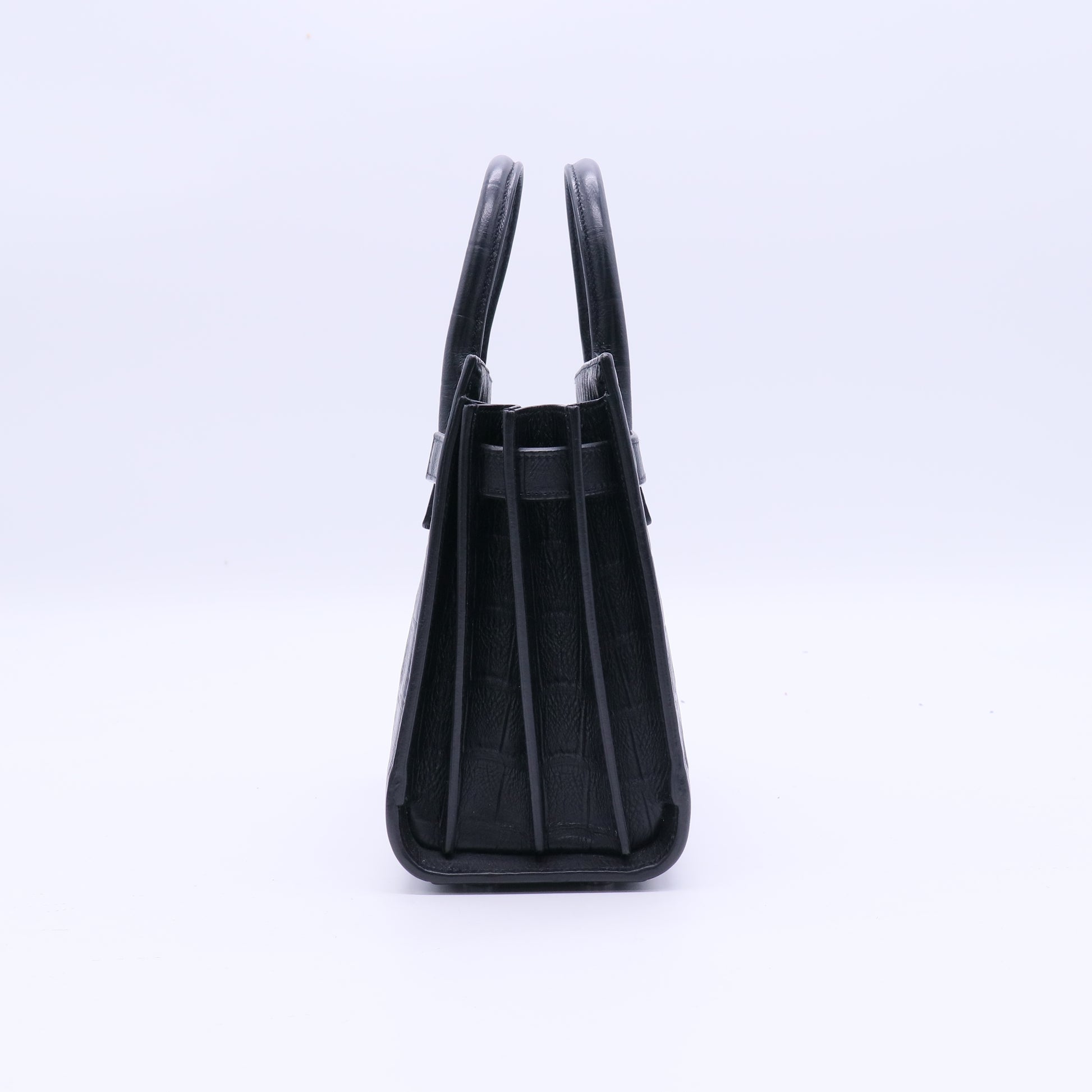 Yves Saint Laurent Black Croc Embossed Patent Leather small Sac de Jour Bag twins LDJ3912