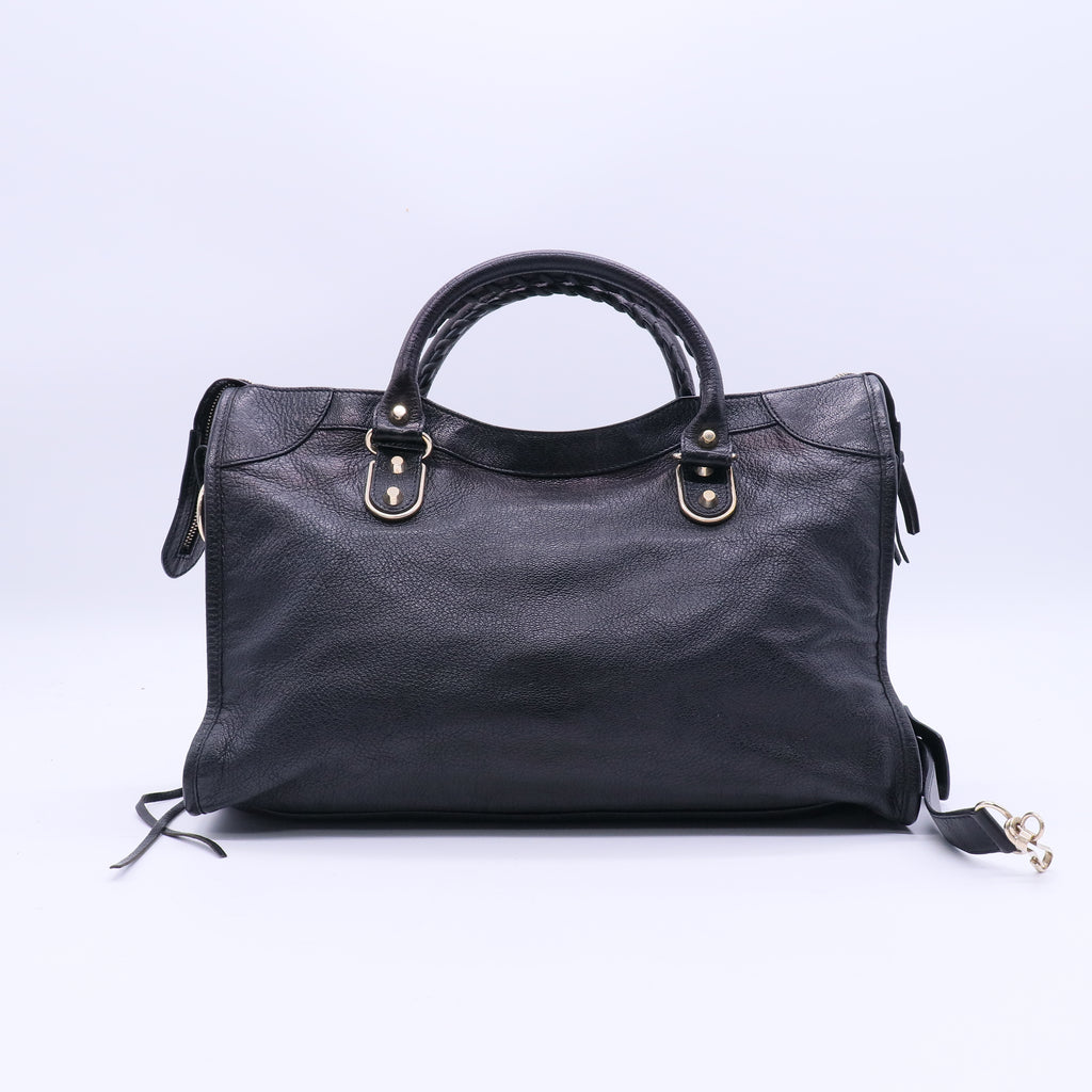 Balenciaga Chevre Gold Metallic Edge Hardware City Black twins LDJ3915