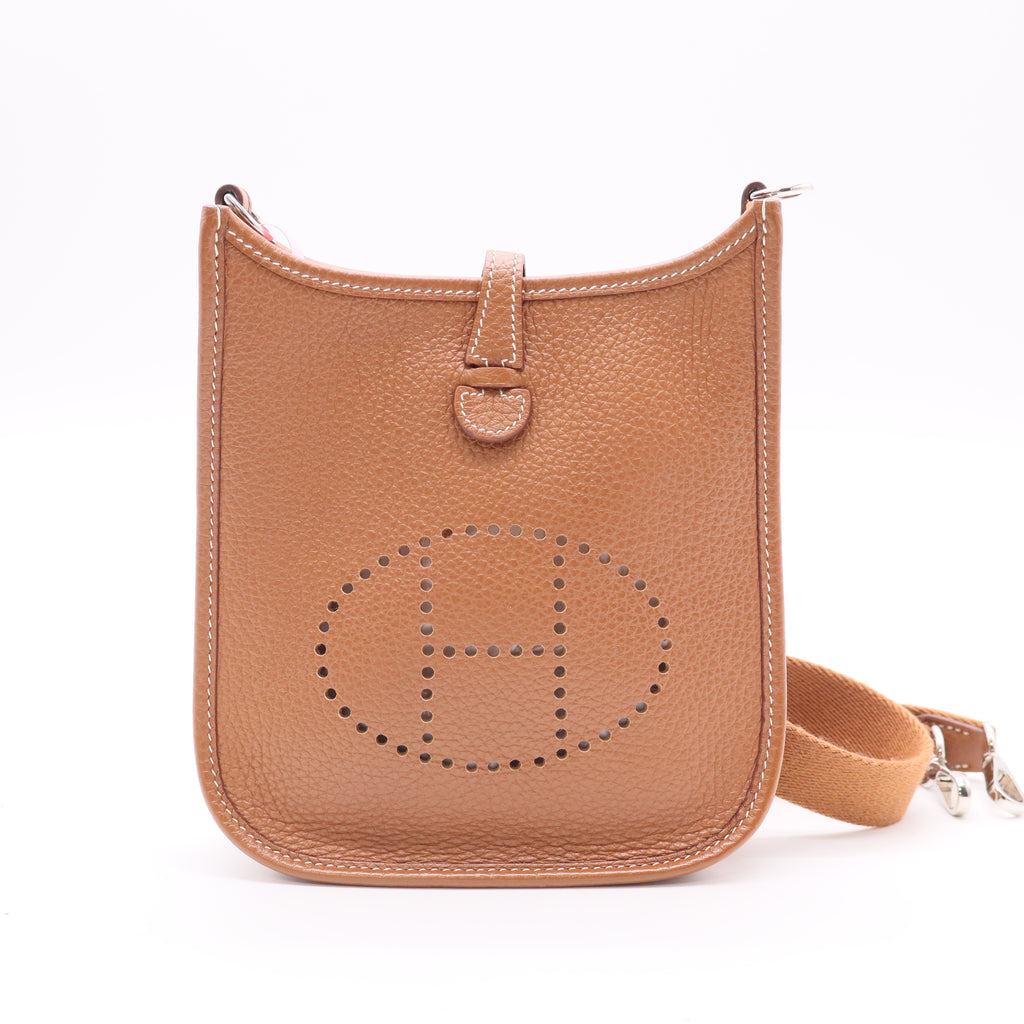 Mini Evelyne 16 TPM in gold leather Twins