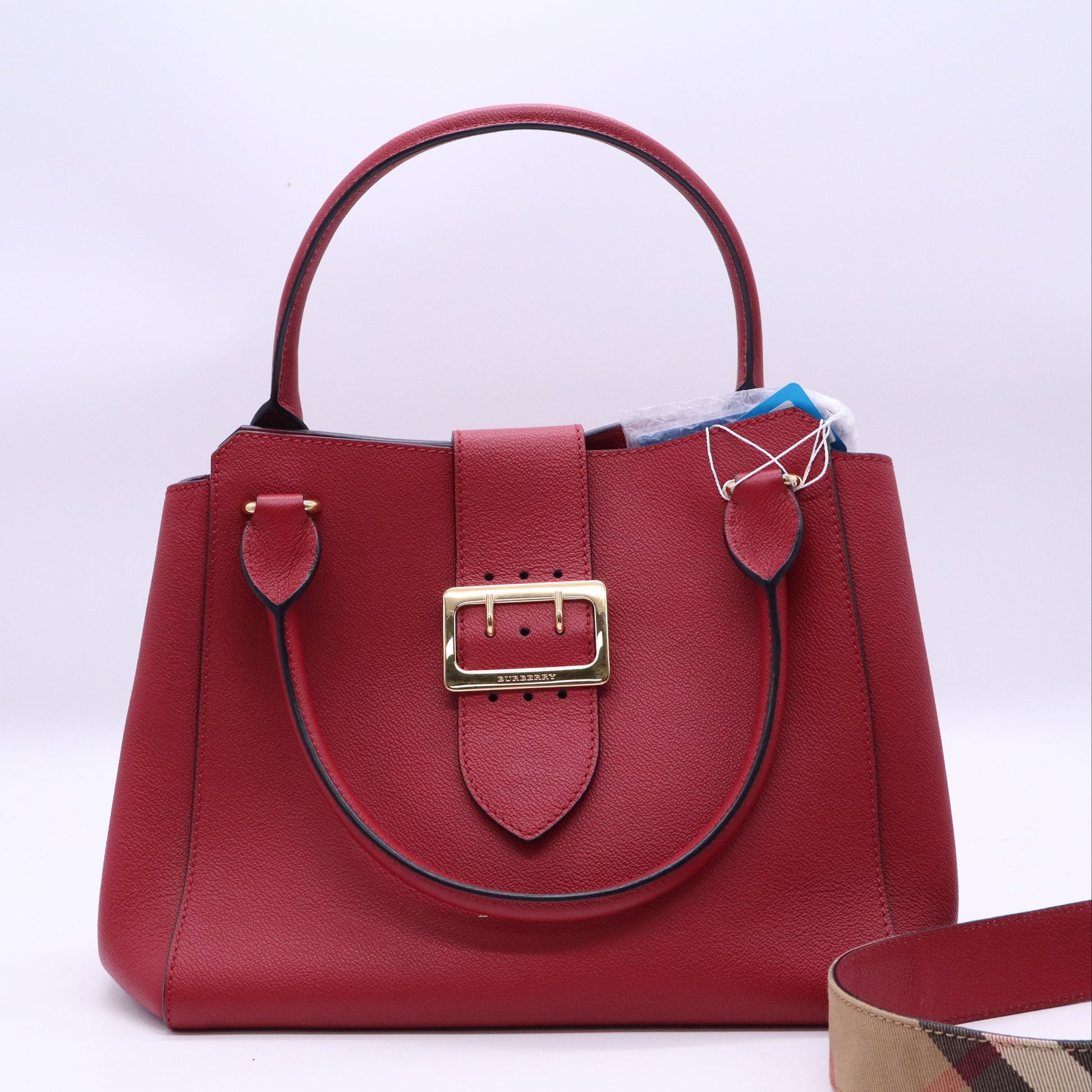 Burberry Small Grained Leather Buckle Tote Satchel Twins LDJ3866