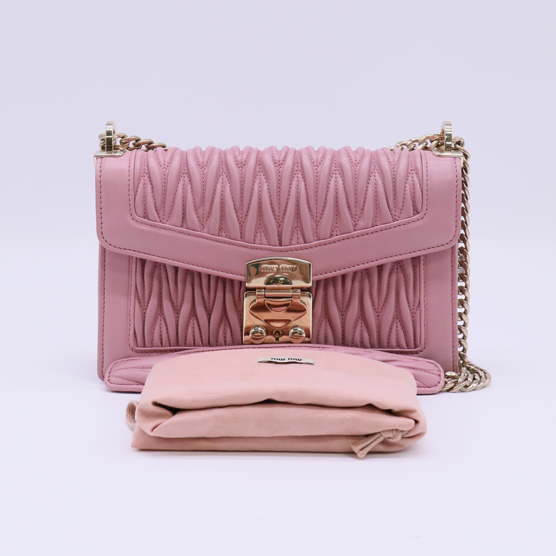 Miu Miu Matelasse Leather Chain Crossbody Bag Twins LDZ091