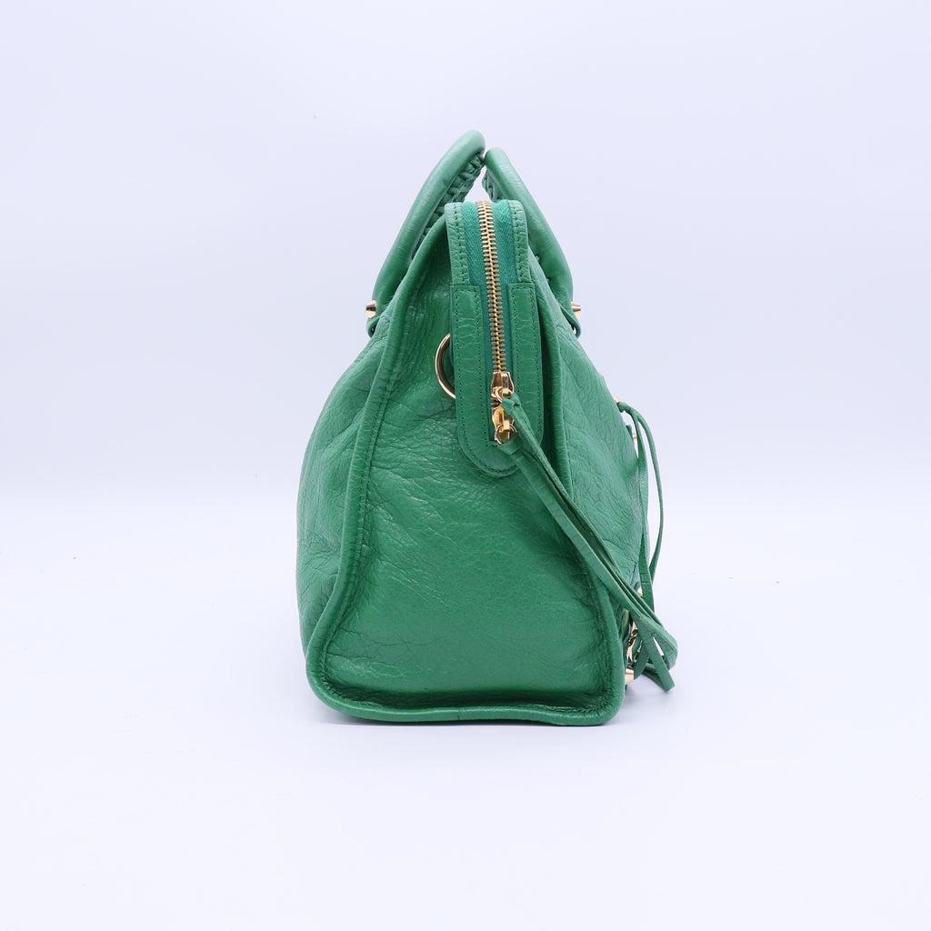 Balenciaga Agneau Classic Silver Hardware S City Magic Green twins LDJ3916