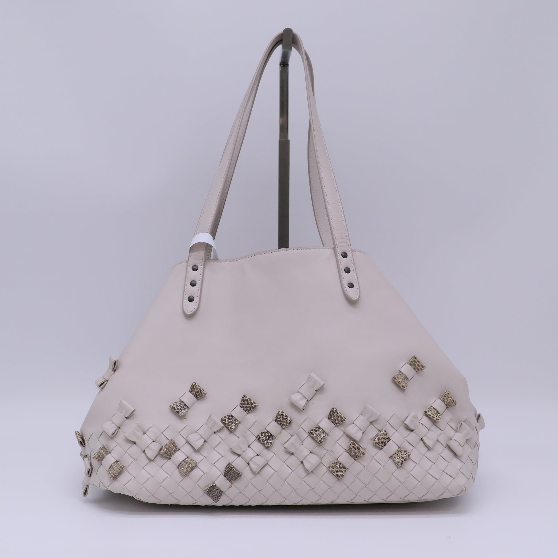 Bottega Veneta Intrecciato Leather Bow and Python Accent Tote Bag B22880